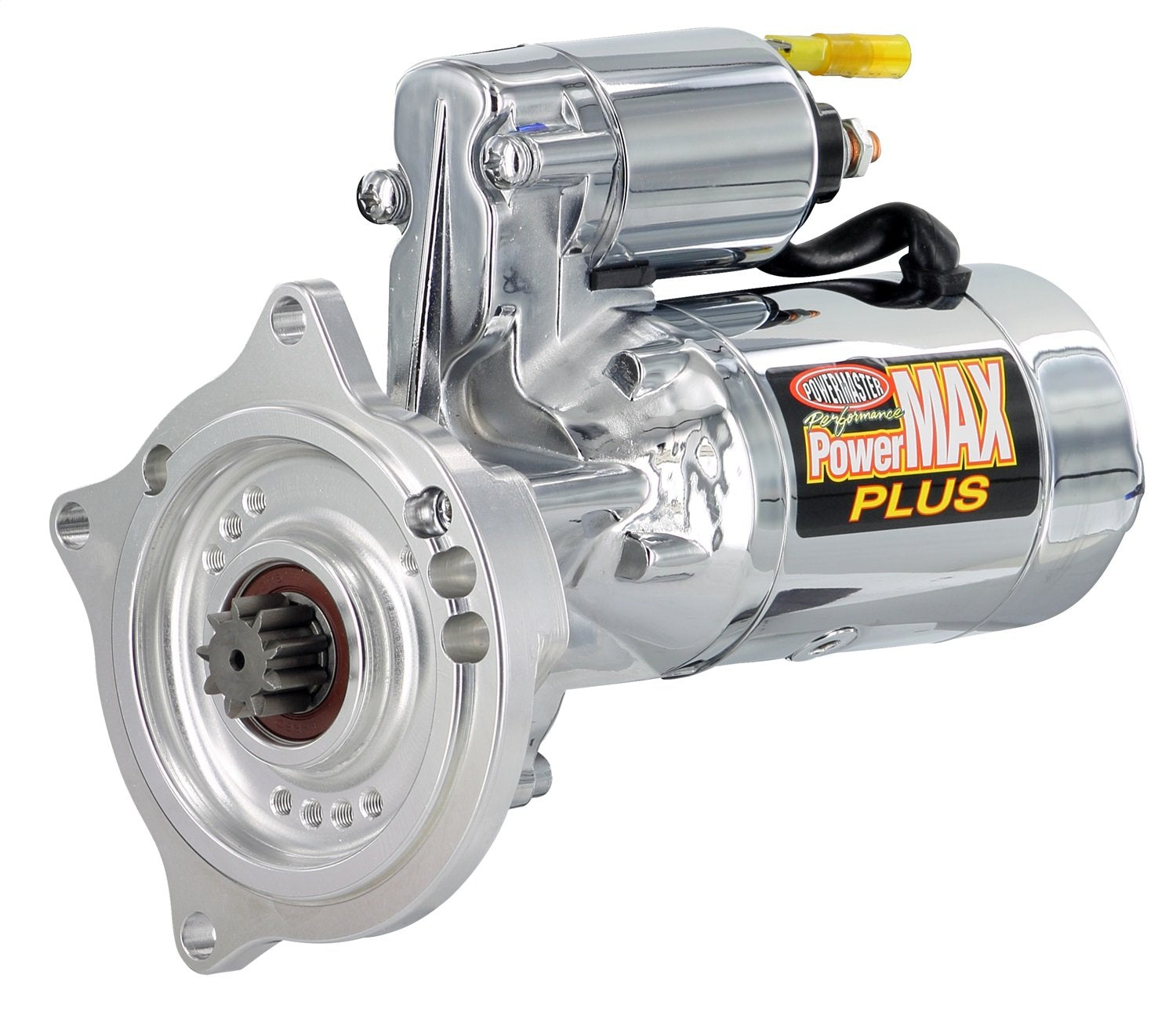 PowerMAX Plus Powermaster 19004-6 Starter (Ford [BB] FE w/billet Black 3 Ear Mtg 1963 1/2, 1965 & UP 184T Flyw 16:1 Chrome), 1 Pack
