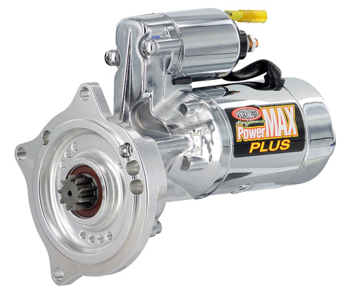 PowerMAX Plus Powermaster 19004-6 Starter (Ford [BB] FE w/billet Black 3 Ear Mtg 1963 1/2, 1965 & UP 184T Flyw 16:1 Chrome), 1 Pack