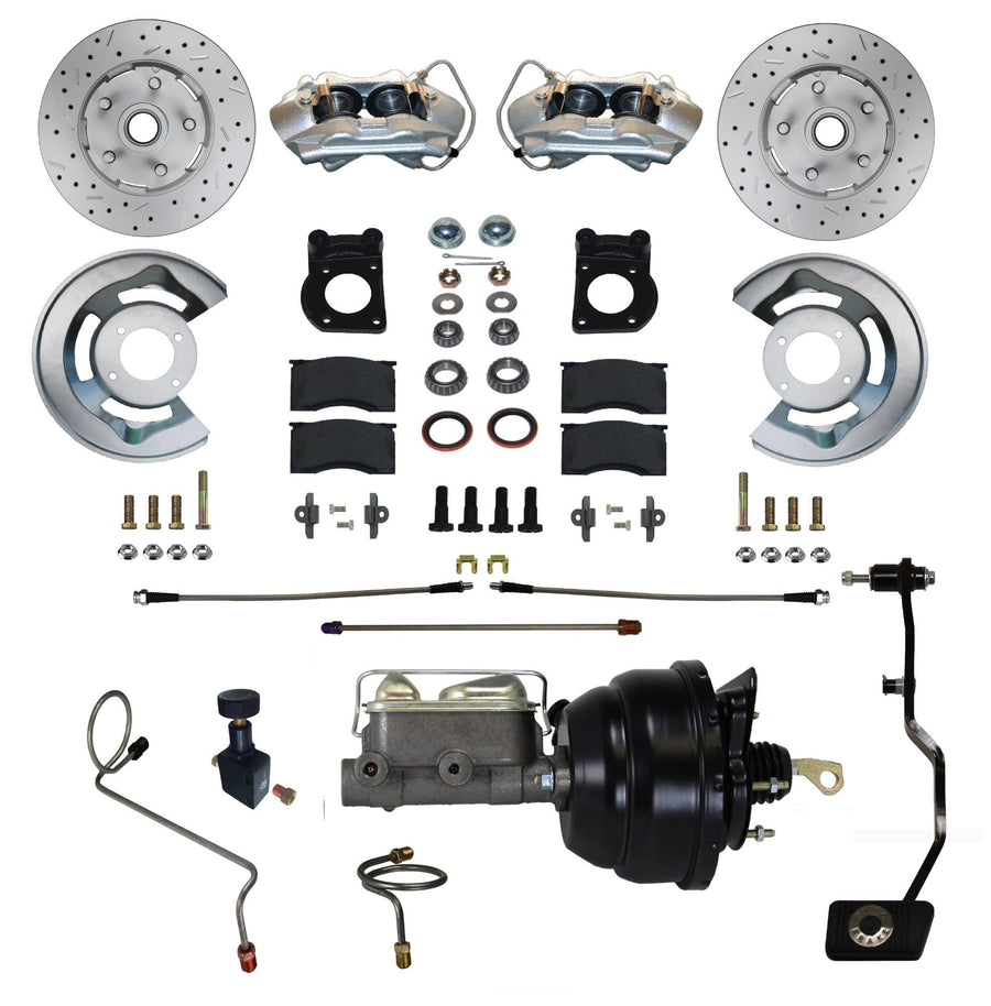 Power Disc Brake Conversion LEED BRAKES 1970 Mustang With Manual Transmission 4 Piston Caliper Maxgrip Xds Rotor
