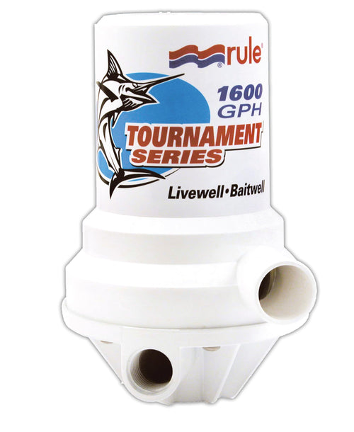 Rule 209FDP 1600 Marine Tournament Series Livewell Pump (1" NPT, Female-Dual Port), White