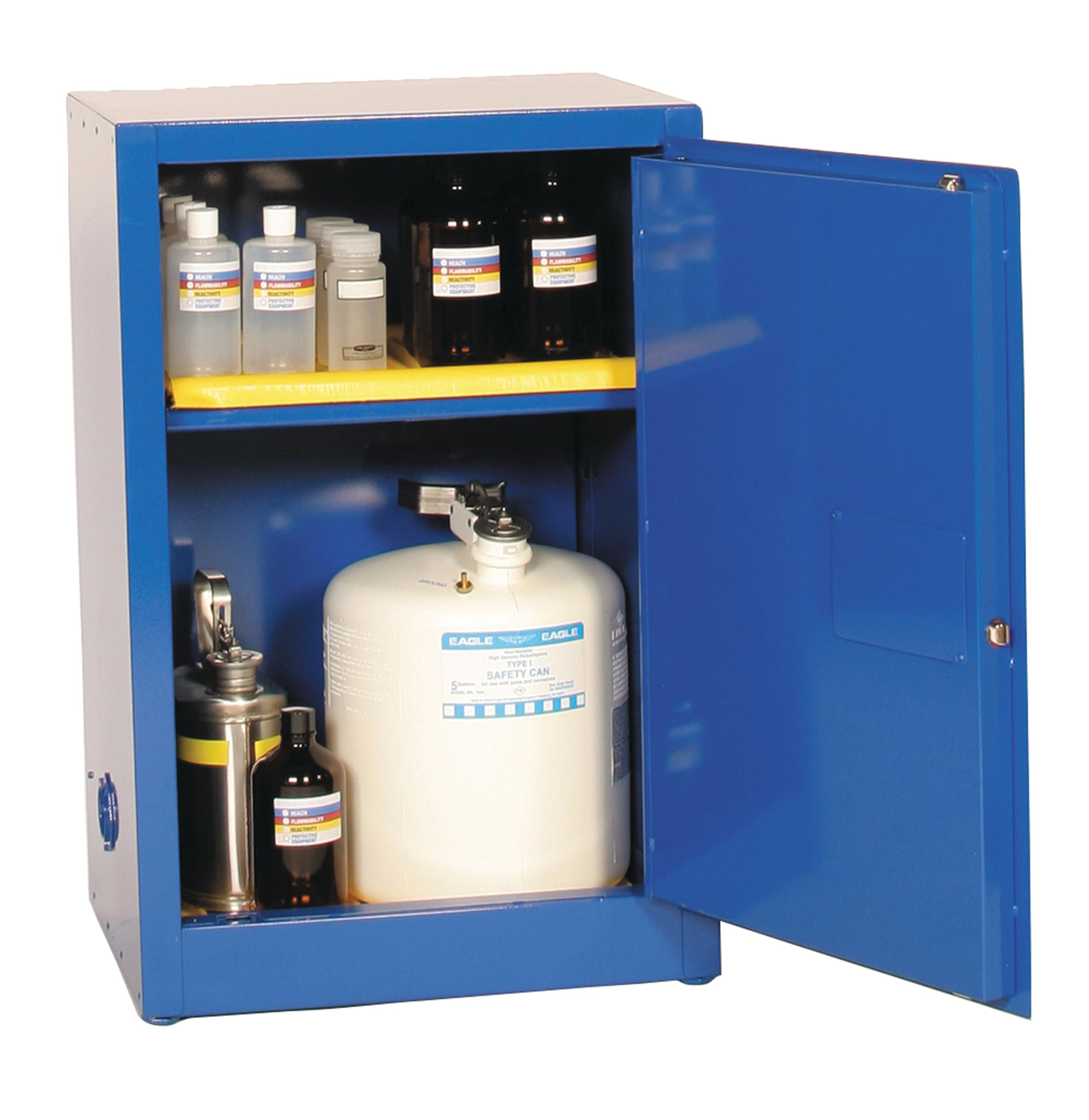 Eagle 12 Gallon Acid and Corrosive Metal Safety Cabinet, Space Saver, 1 Shelf, 1 Door, Manual Close, Made in The USA, Blue, CRA1925X