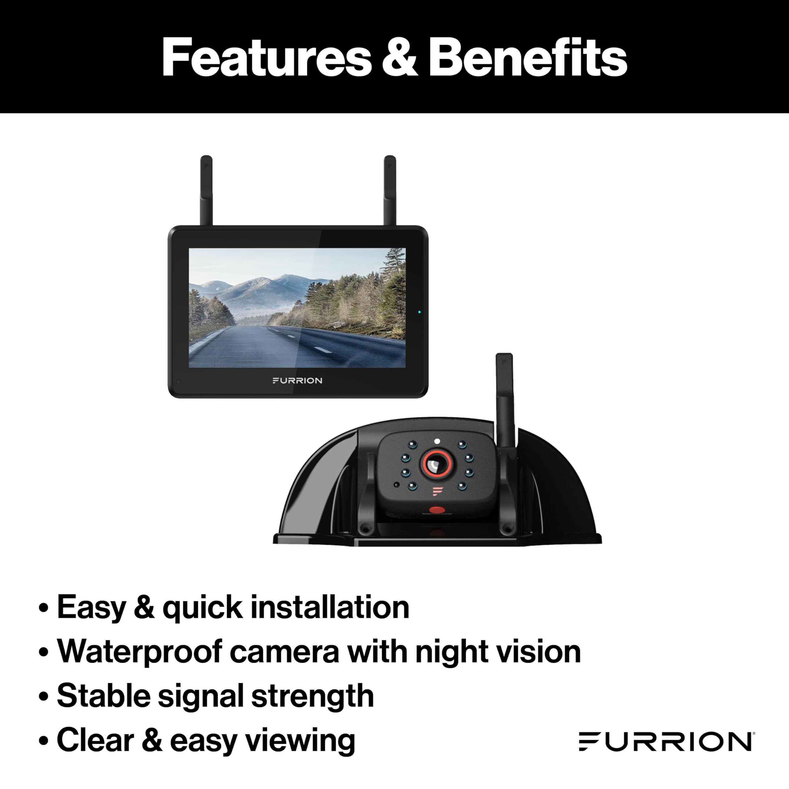 Vision S+ Furrion 2021124370 RV Backup Camera System - 5" Monitor, Rear Sharkfin Camera #FOS5HTASF