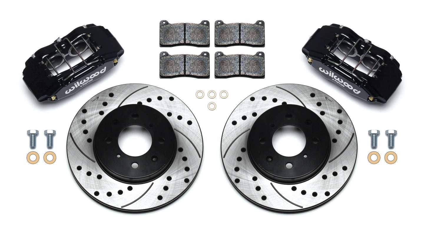 Brake Kit Wilwood 140-12996-D with Drilled Rotors, Black, Front