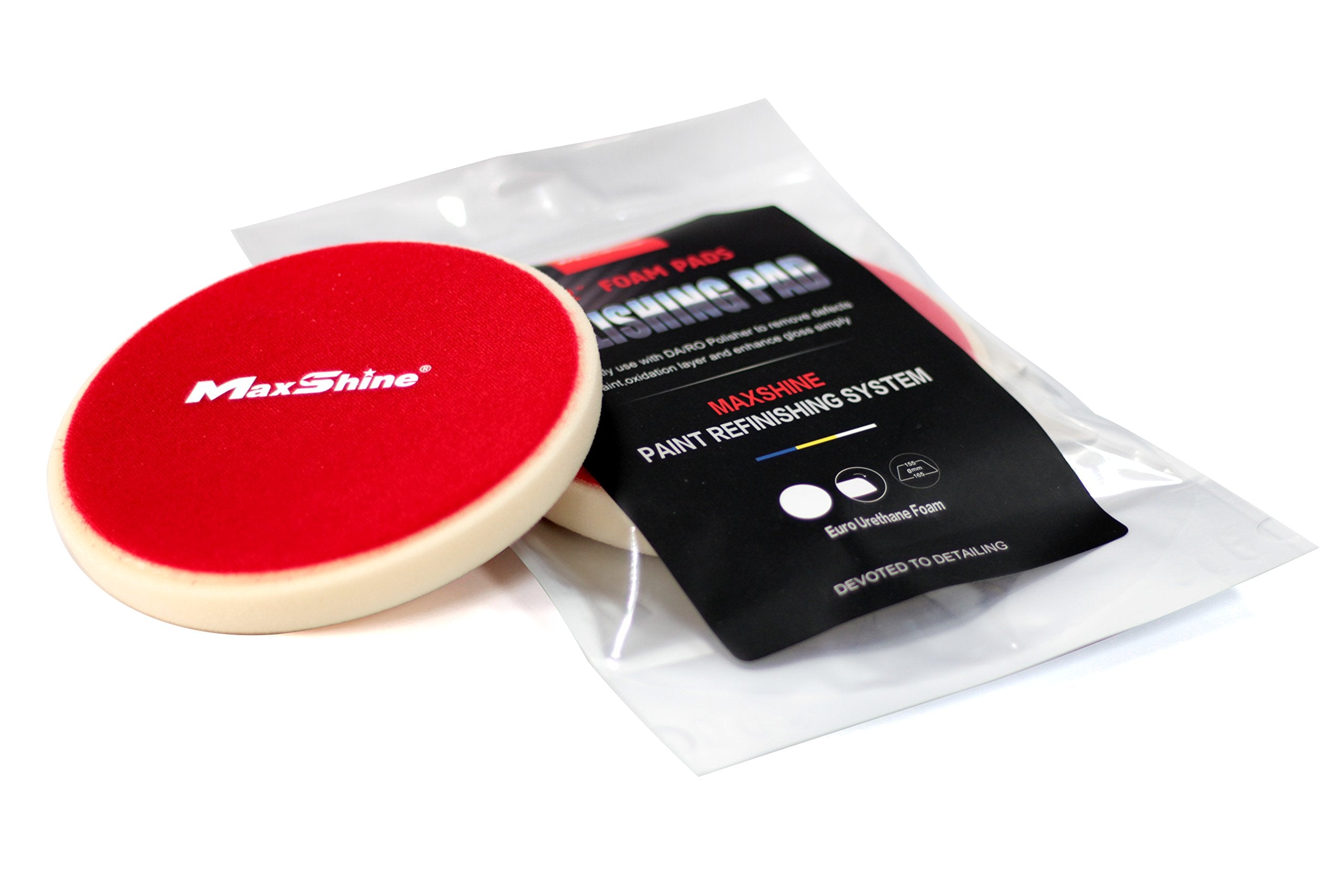 6" Maxshine Universal White Flat Foam Cutting Pad – Firm Foam Pad with Hook & Loop Backing – Ideal for Initial Paint Correction – Compatible with DA & Rotary Polishers