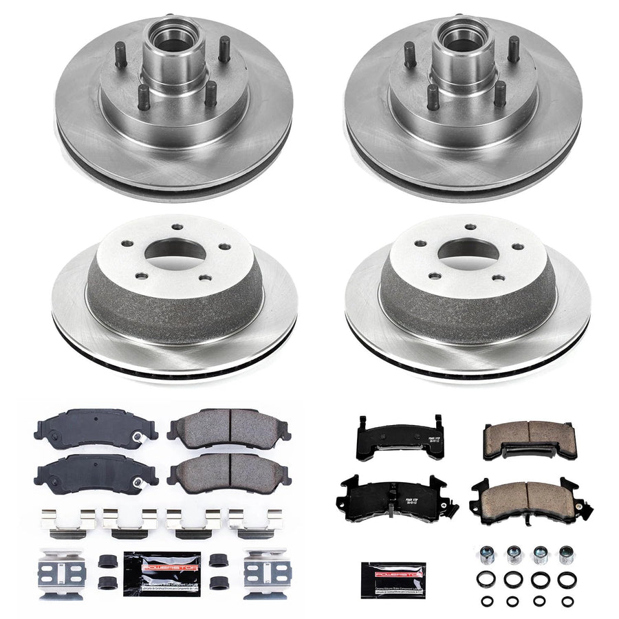 Power Stop K8437 Z23 Carbon Fiber Brake Pads Front and Rear with Drilled & Slotted Brake Rotors Kit For Chevrolet S10 2003, GMC Sonoma 2003 [Model Specific]
