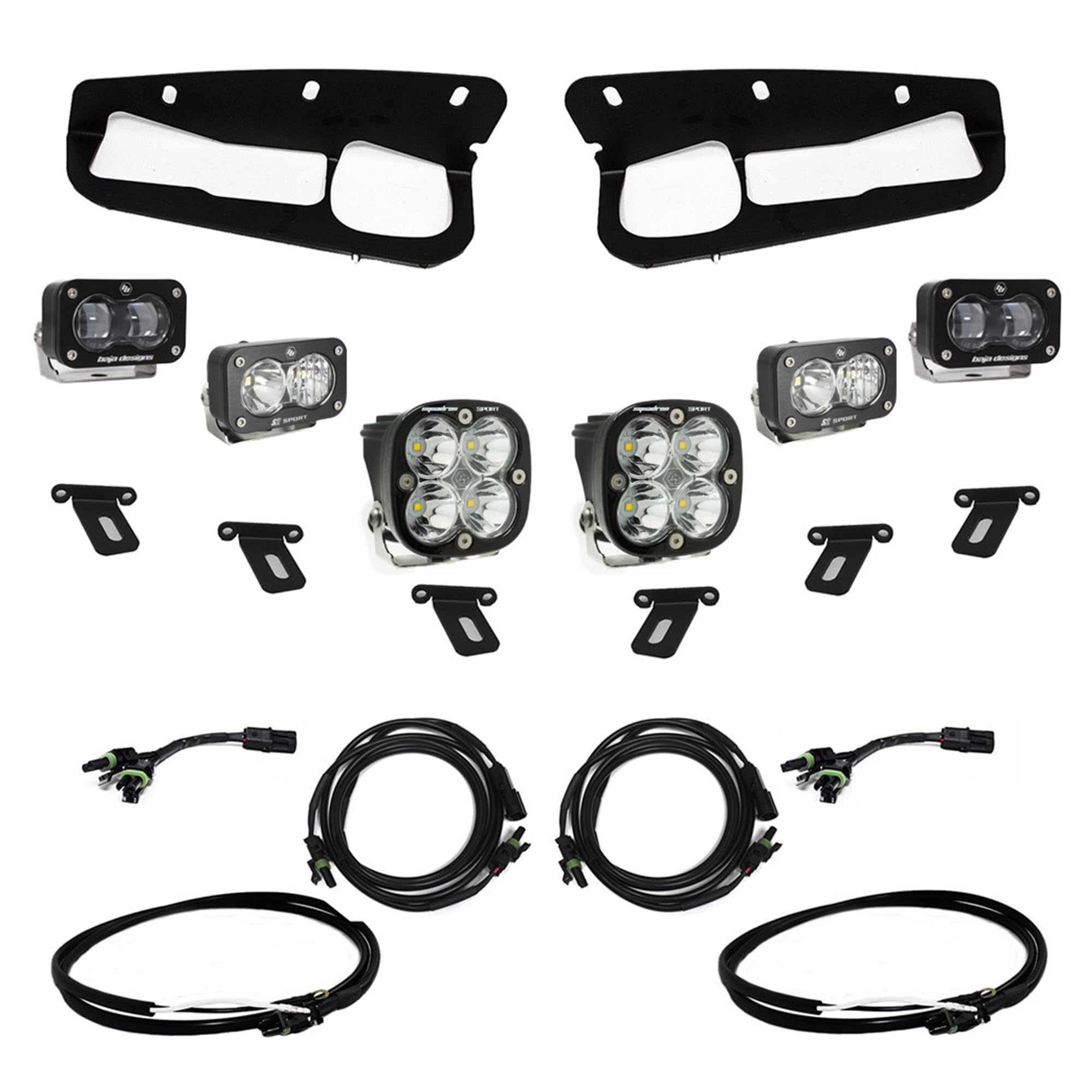 Baja Designs S2 Fog Pocket Light Kit SAE for Ford Bronco 2021+ Steel Bumper, 6 PCS LED (Clear)