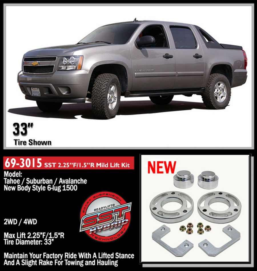 2.25"F / 1.5"R SST Lift Kit Readylift - GM SUV 1500, silver, For Tires Up to 33"