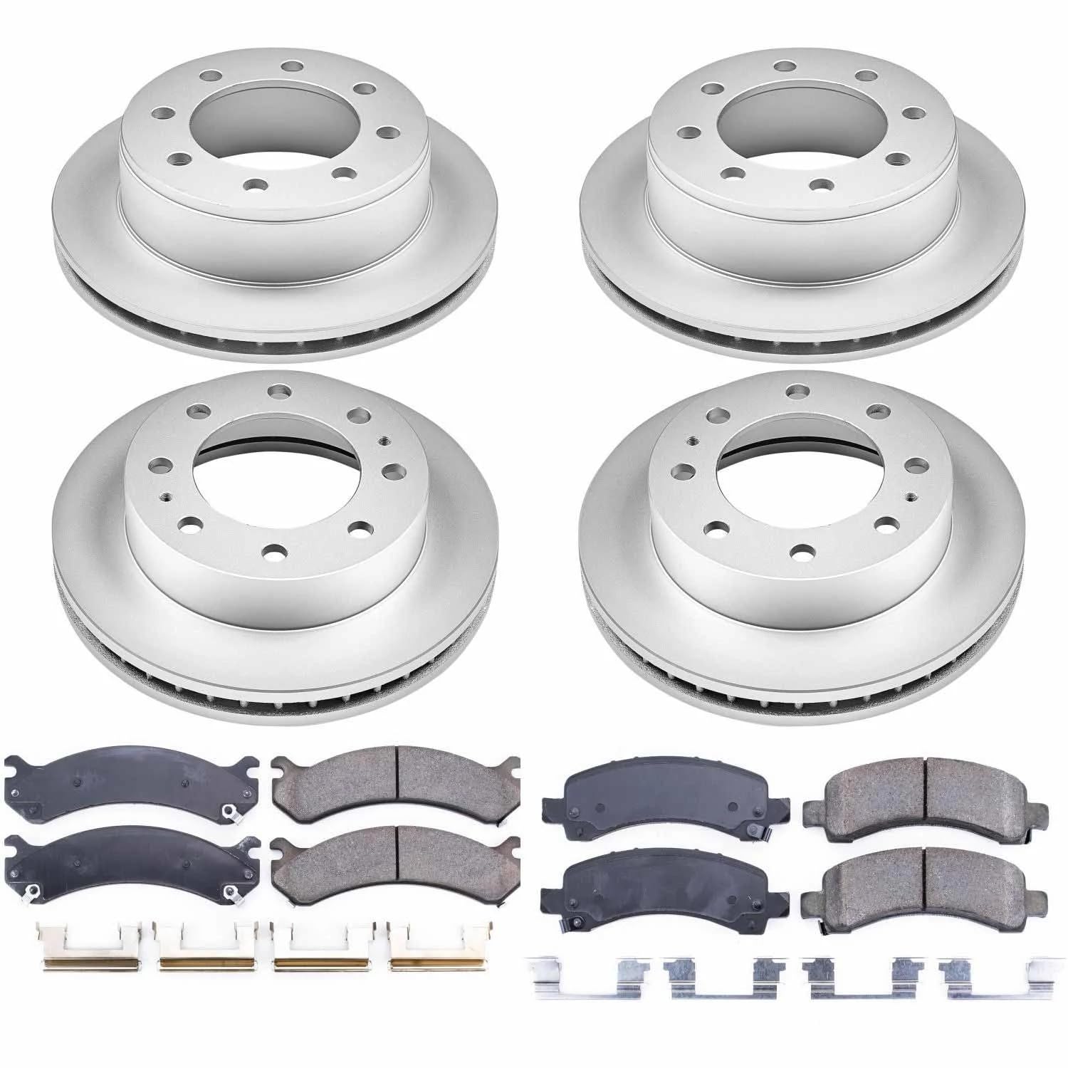 Power Stop Coated CRK2075 Brake Rotor & Ceramic Brake Pads- front & rear