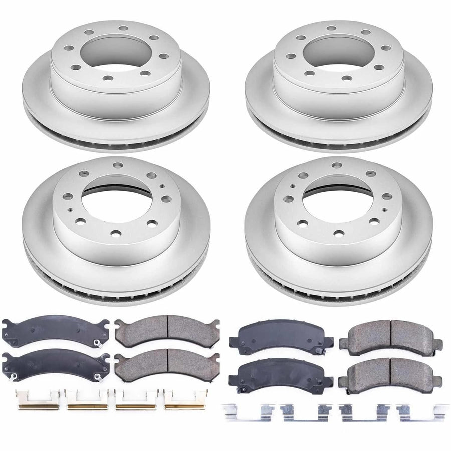 Power Stop Coated CRK2075 Brake Rotor & Ceramic Brake Pads- front & rear