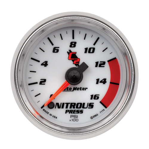 C2 Auto Meter 7174 Full Sweep Electric Nitrous Pressure Gauge