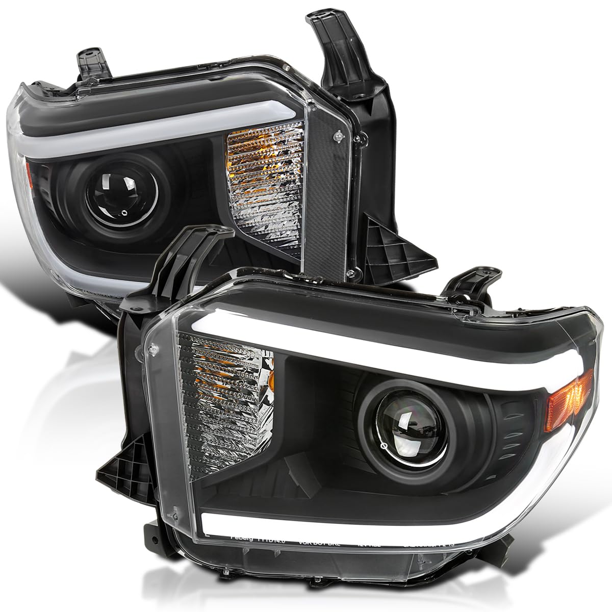 Black Projector Headlights SPEC-D TUNING w/Switchback Sequential LED Turn Signal Compatible with 2014-2021 Toyota Tundra, Left + Right Pair Headlamp Assembly