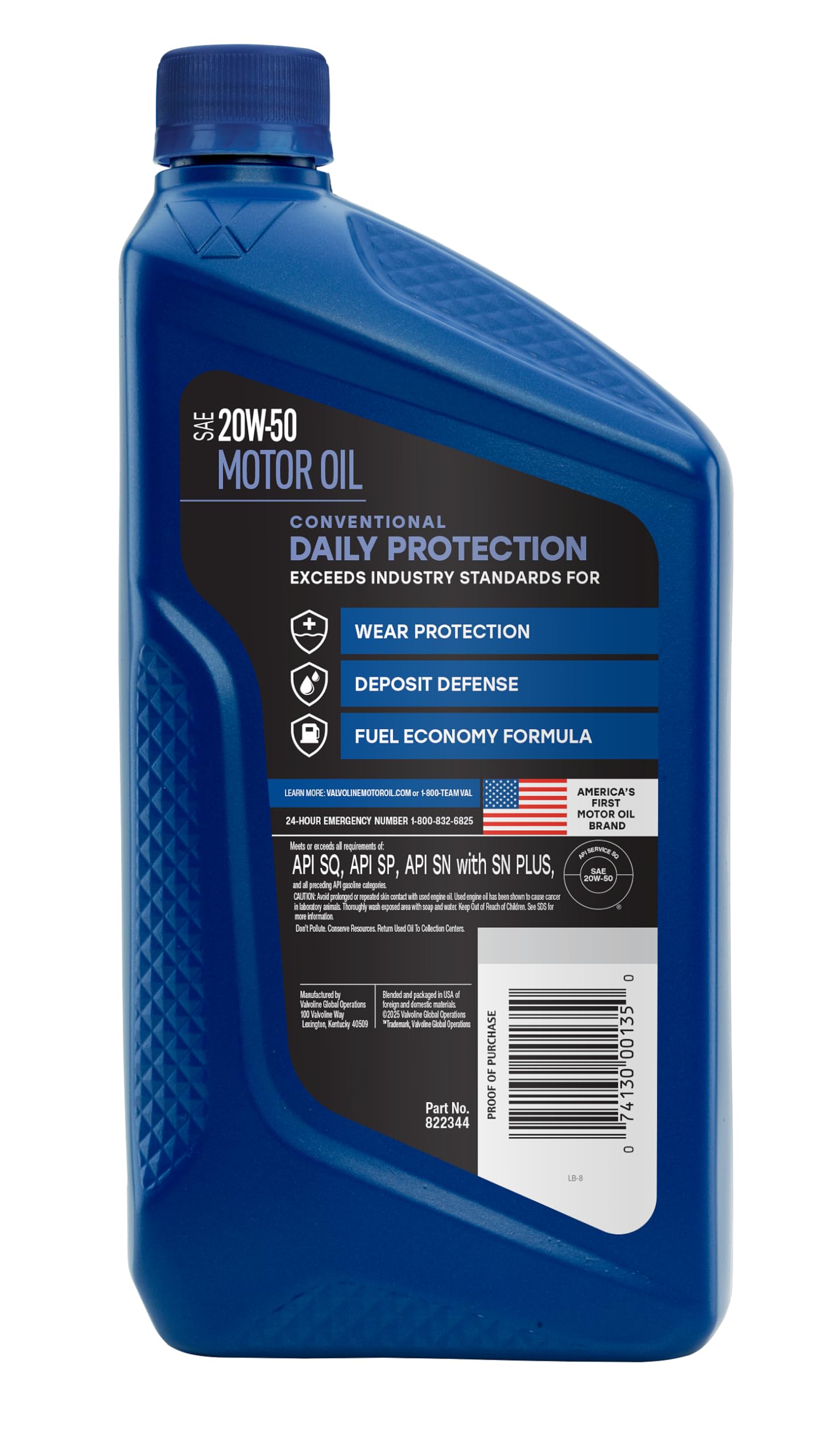 20W-50 Valvoline Daily Protection Conventional Motor Oil, 1 QT (Pack of 6) - Packaging May Vary