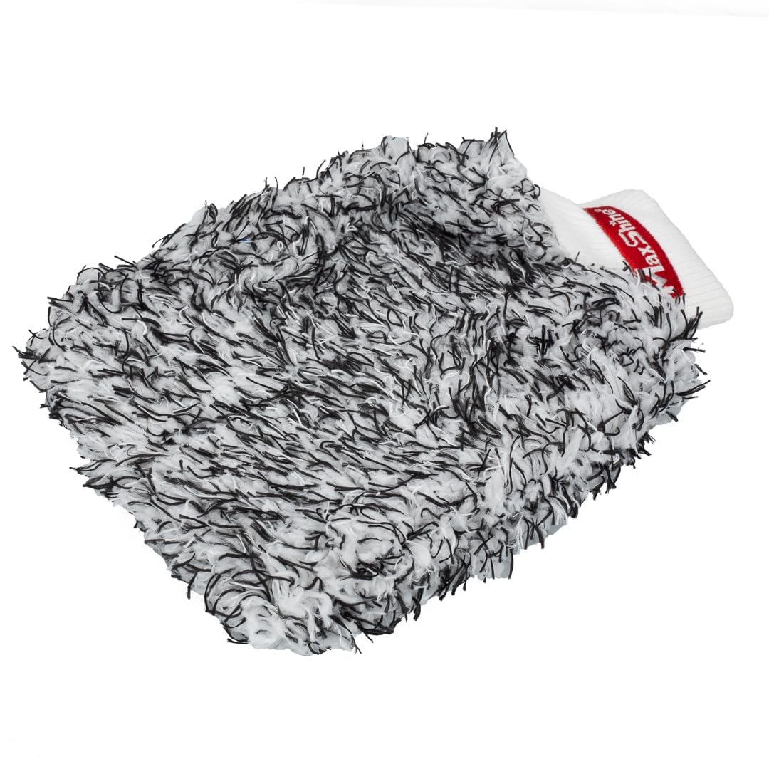 Maxshine Microfiber Black & White Universal Wash Mitt – Premium Scratch-Free, Lint-Free Mitt for Washing Cars, Trucks & Motorcycles – Reusable Auto Detailing Accessory