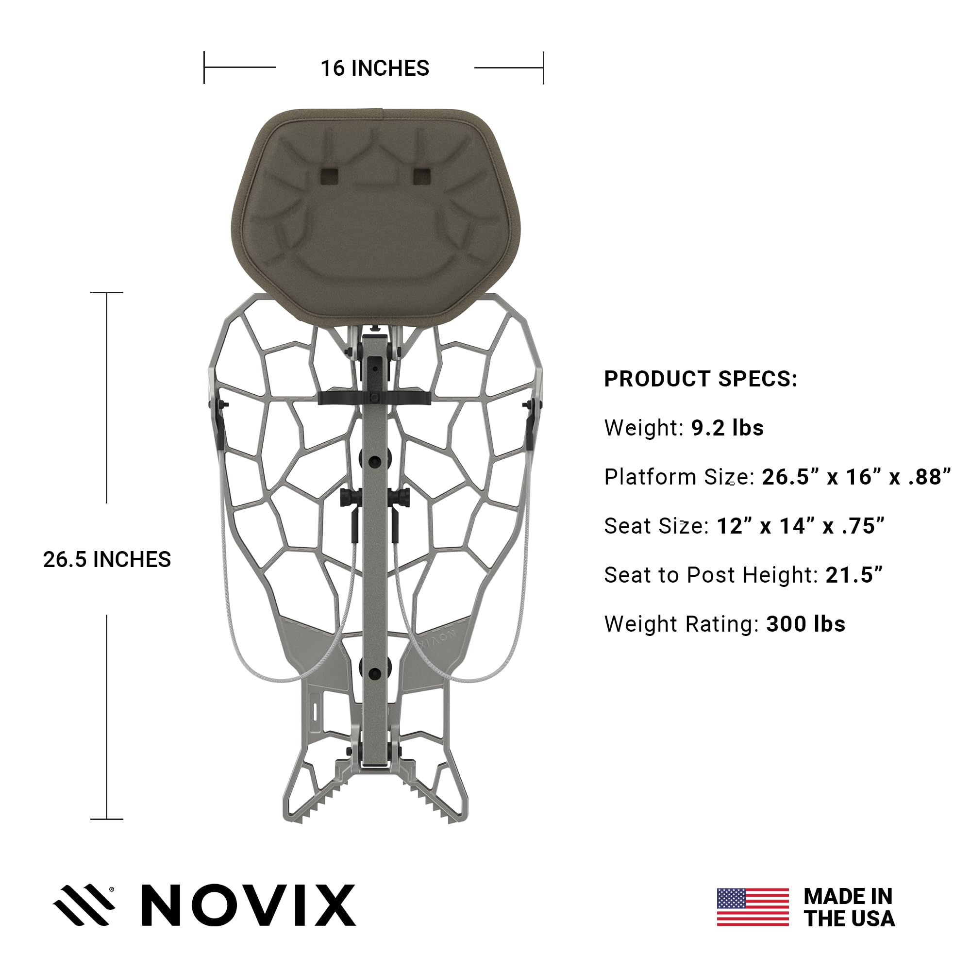 Hunting Accessories Bundle NOVIX Helo Hunt Ready System w/Lock on Tree Stand & Tree Steps – Versatile & Packable – Frost-Coated Treestand Accessories - Made in USA, Classic