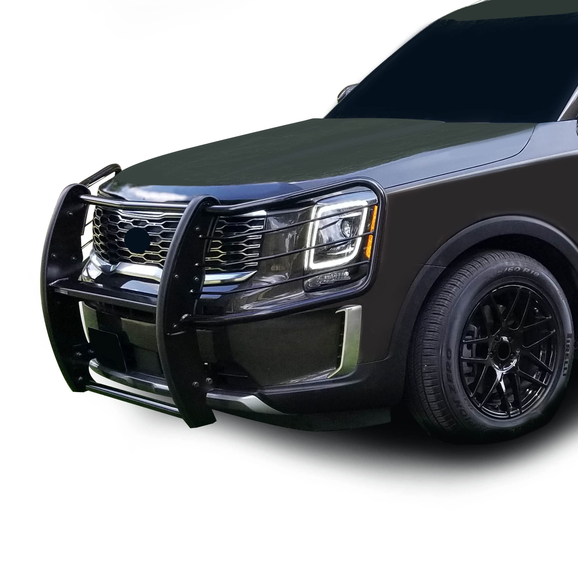 Bumper Guard Black Horse Grille brush Modular Black Compatible with 2020-2024 Kia Telluride-17KI01MA