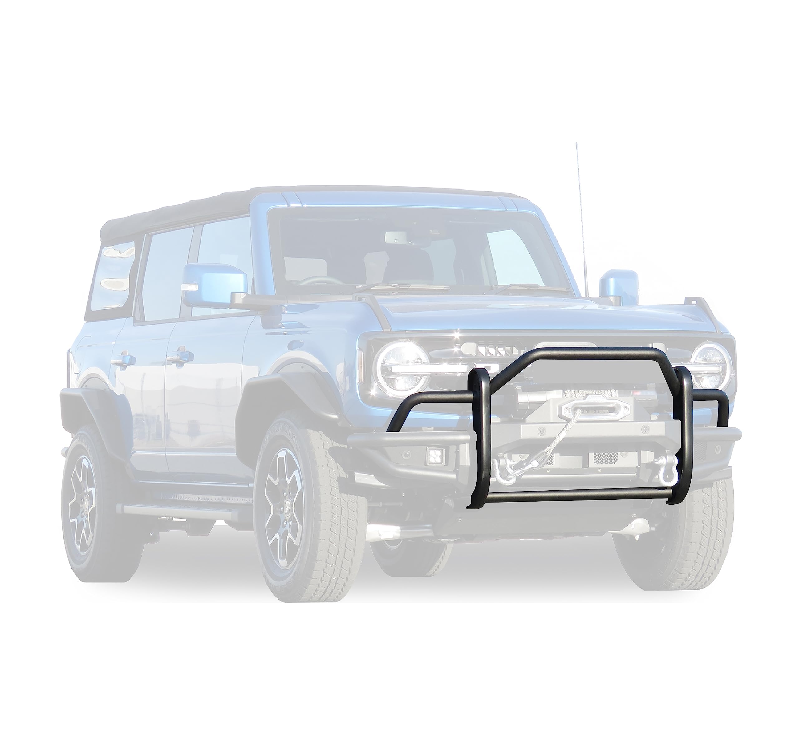 Heavy Duty Black Horse Tubular Grille Guard Matte Black Compatible with 2021-2024 Ford Bronco-GG-FB22HD
