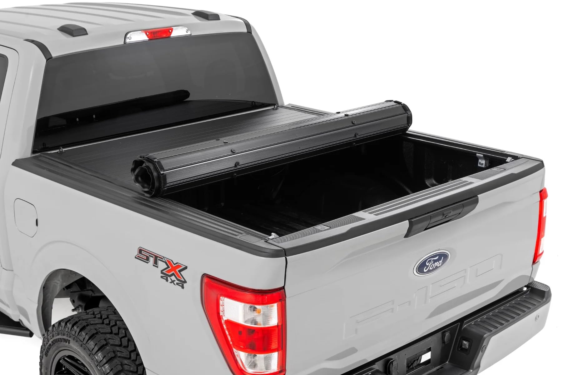 Rough Country Tonneau Cover Hard Roll-Up for Ford F-150 (2015-2025) F-150 Lightning (2022-2025) - Aluminum Truck Bed Cover, Fits 5'7 Bed