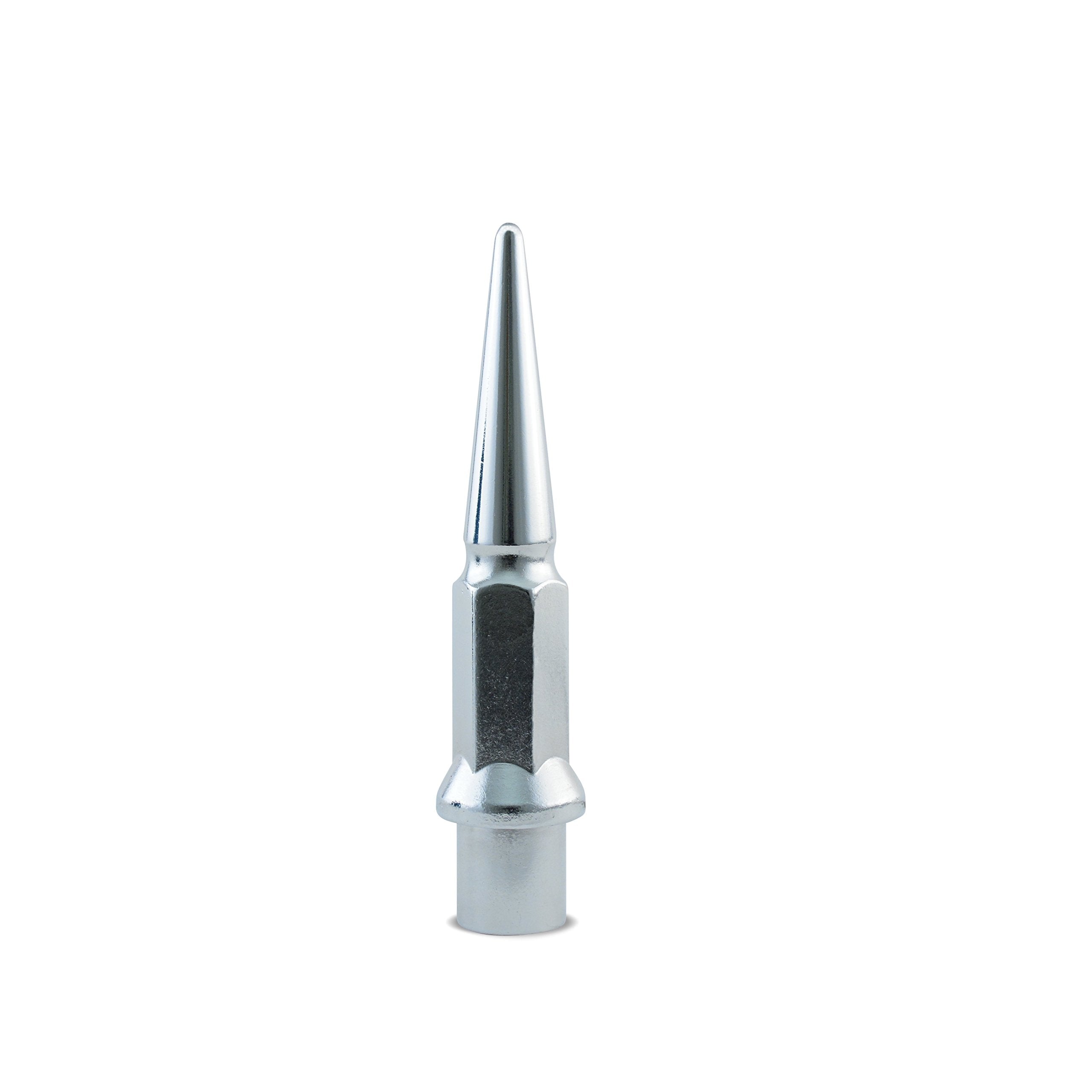 Dually Chrome Metal Lugz Spiked Lugz - 14x1.5 Thread 4.9" Overall Length kit Contains 32 Lugs & 1 Key -7004K8