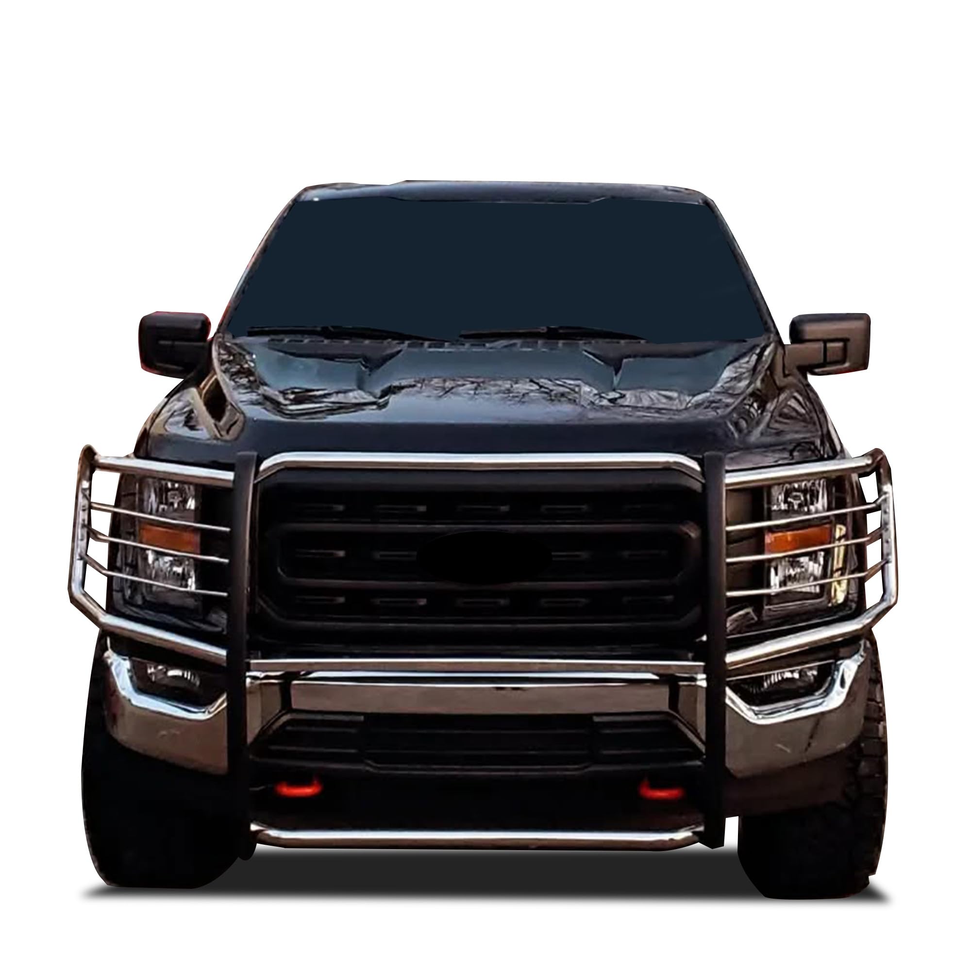 Bumper Guard Black Horse Grille brush Modular Stainless Steel Compatible with 2015-2024 Ford F-150-17FP32MSS