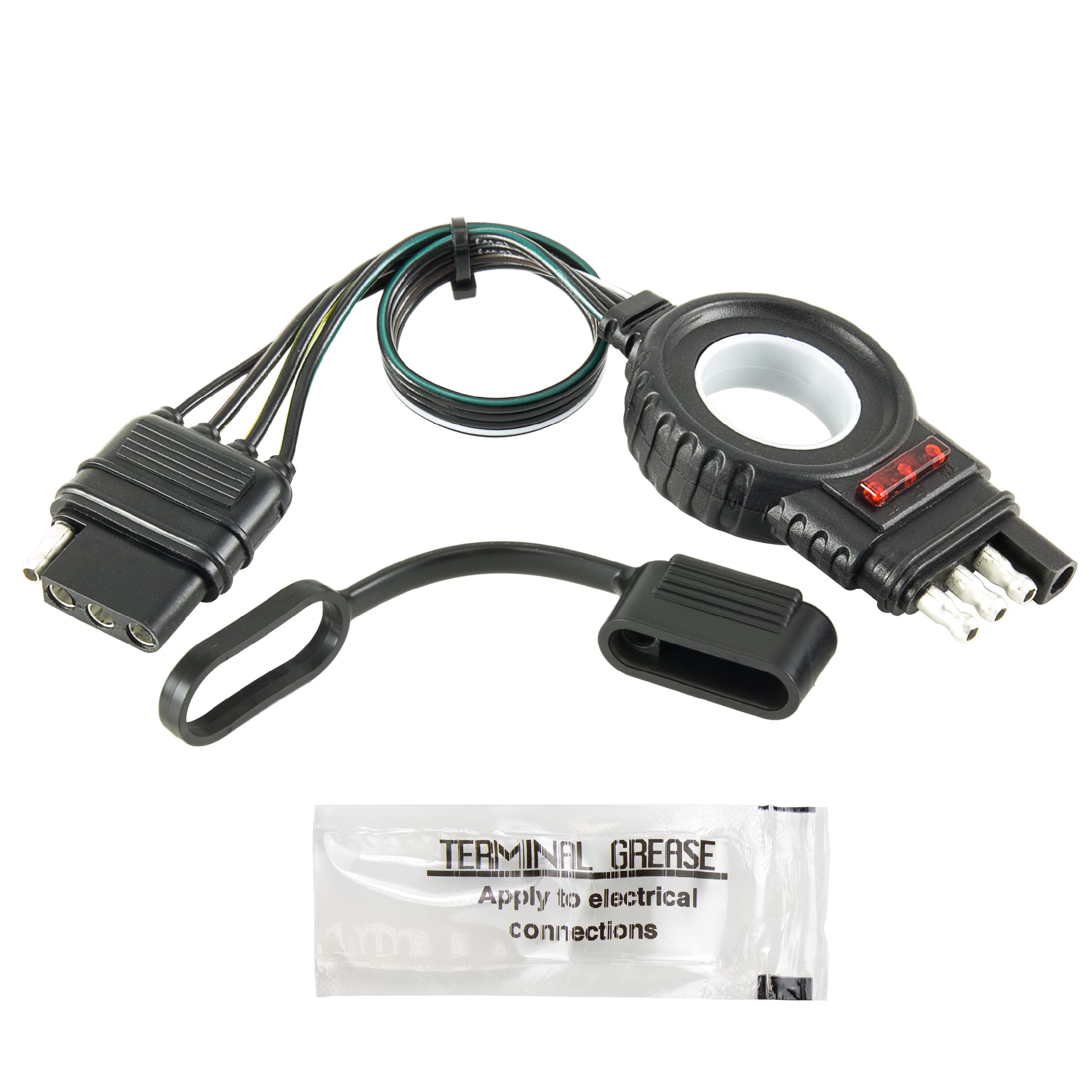 Hopkins 48148 Towing Solutions Endurance Easy-Pull 12 4 Flat Extension Trailer Connector, Black