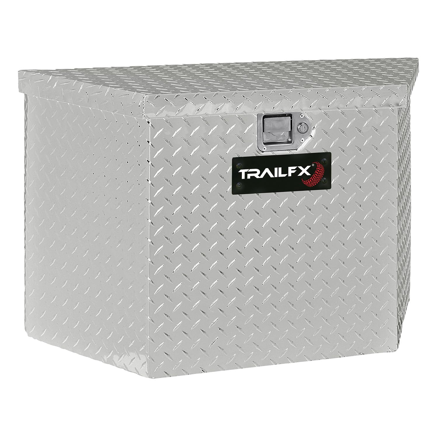 Trailer Tongue Tool Box TrailFX Single Lid with Struts Polished 16-Gauge Diamond Tread Aluminum 4.1 Cubic Foot Capacity 34 Inch Length x 18 Inch Width x 21 Inch Height Bright Finish 201341