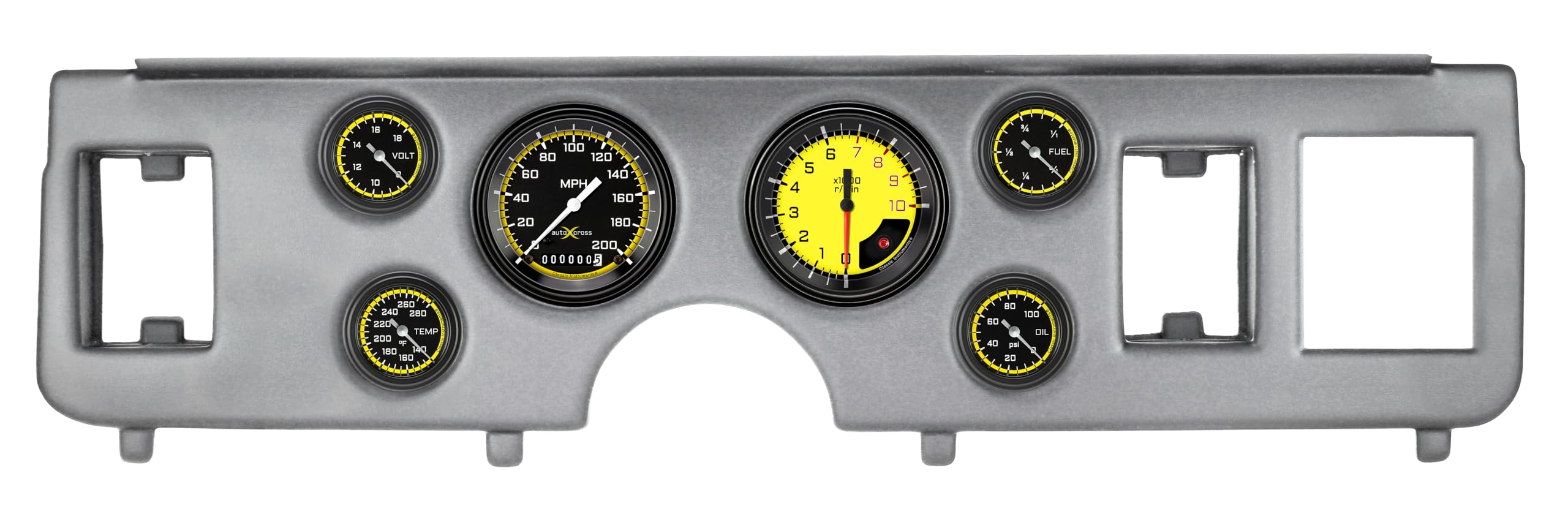 AutoCross Classic Instruments Yellow 6 Gauge Instrument Set Full Sweep Compatible with 1979-1986 Ford Mustang CDMU79AXY101BA