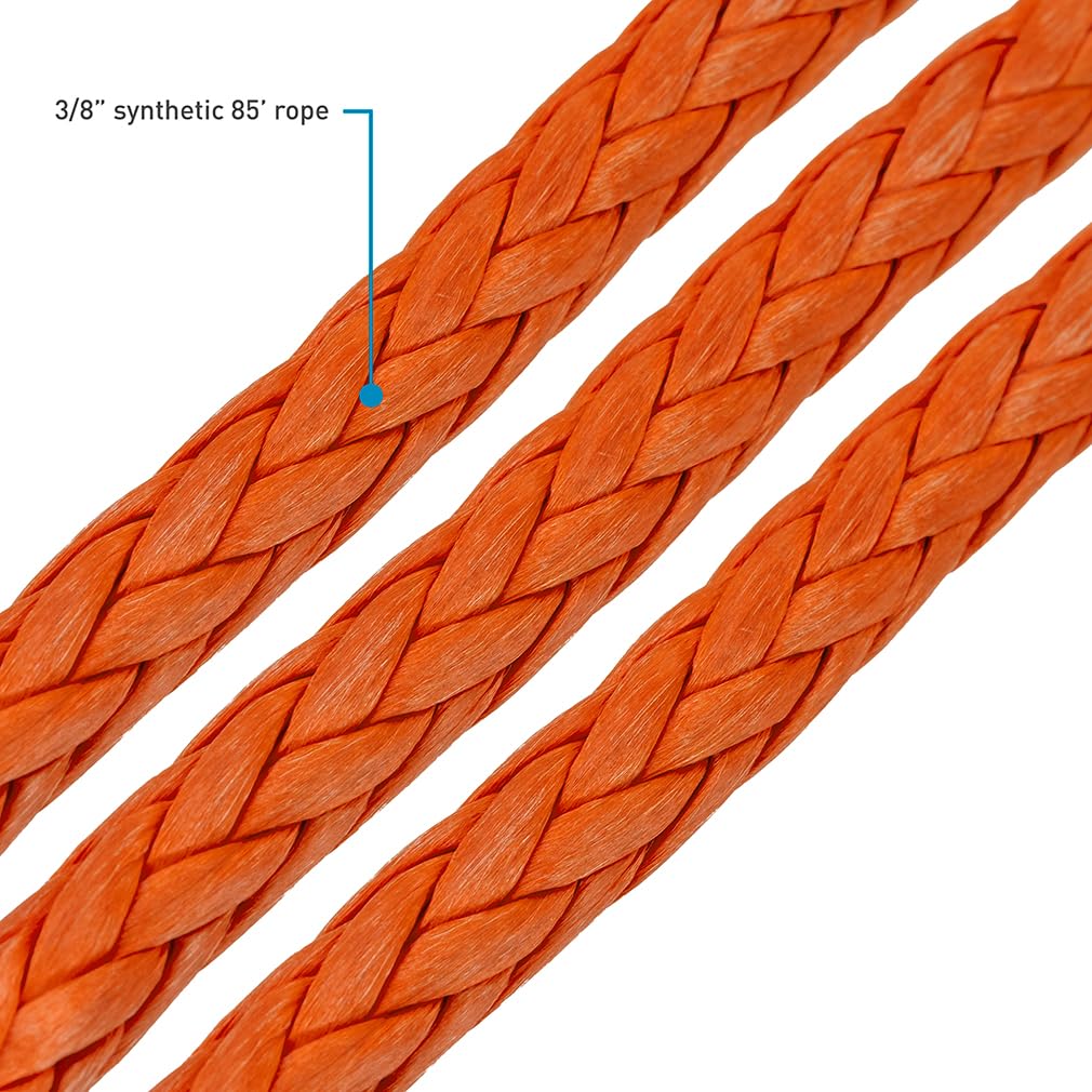 Off-Road Borne Replacement Synthetic Winch Rope 3/8" x 85ft Orange