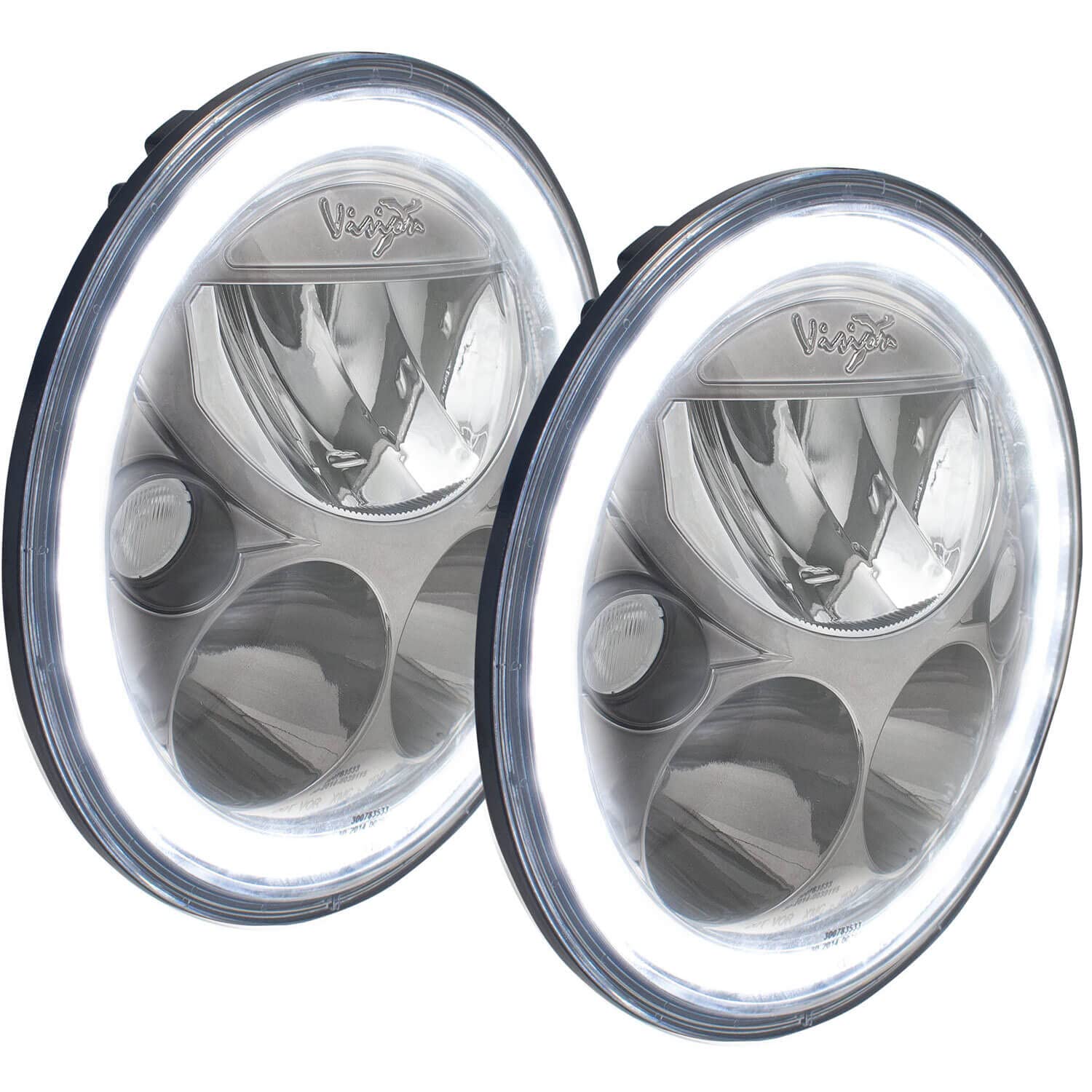7" Round Vision X Lighting (XIL-7RDBKIT) VX LED Headlight w/Low-High-Halo, 2 Light Kit, Black Chrome Face