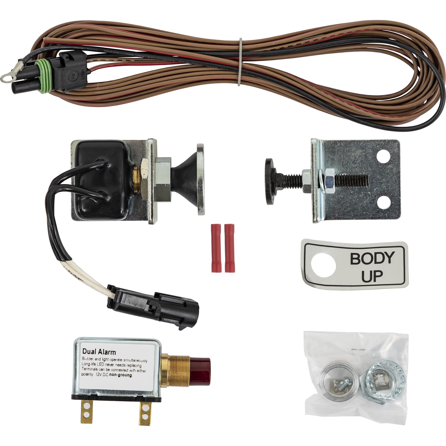 SK12 Buyers Products Dump Body-Up Indicator Kit with 70 dB Buzzer, IP68 Stainless Steel Housing, Red Indicator Light, Frame-Mounted Alert for Raised Dump Body to Help Reduce Overhead Collisions