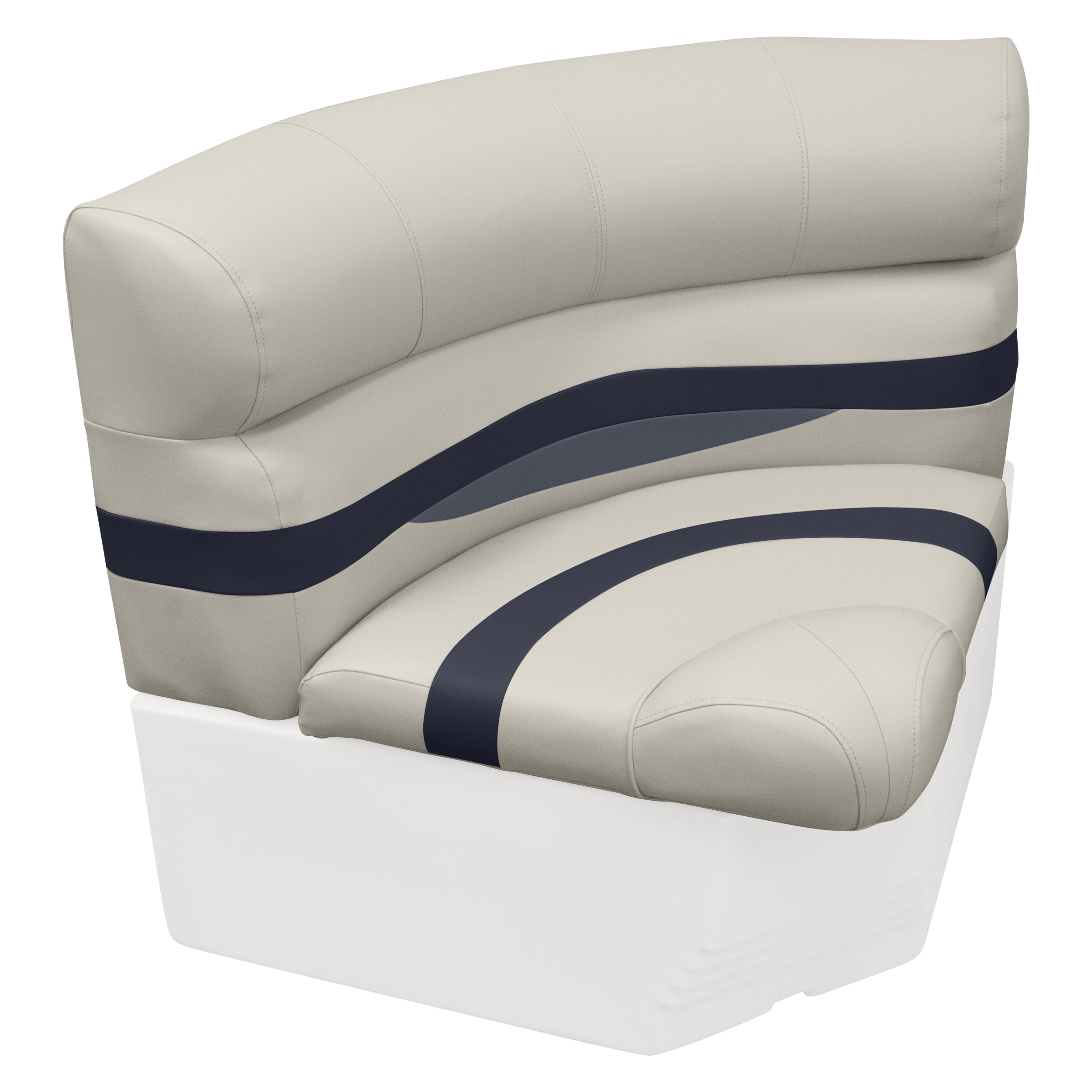 Wise Premier Series BM11028-986 Pontoon 28" Radius Corner Seat Cushion Set, Platinum/Spectra Navy/Cobalt