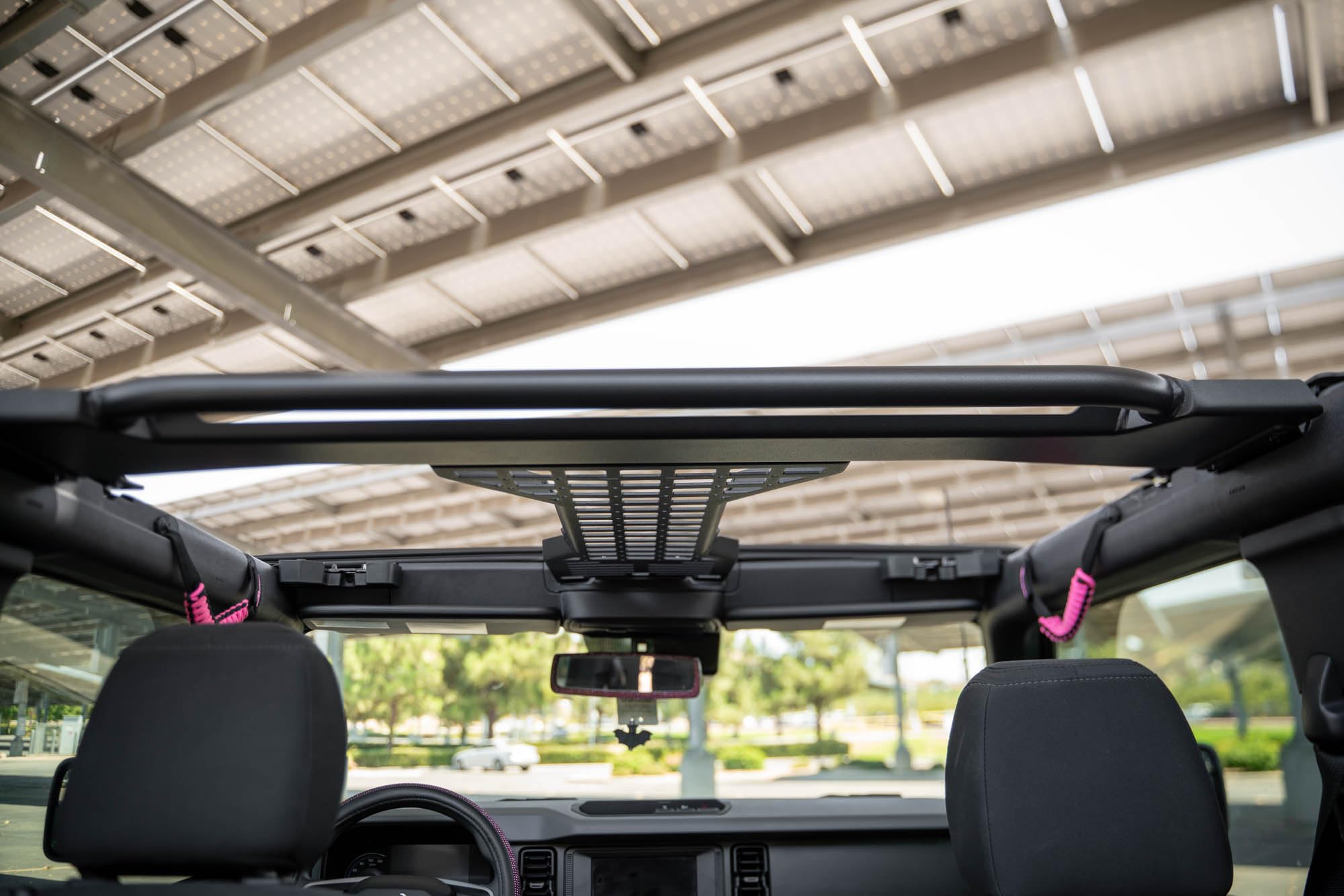 DV8 Offroad Overhead Molle Panel for 2021-2025 Ford Bronco 2-Door | Mounts Daily Gear & Supplies | Steel Grab Handle & Accessory Mount | (1) Light Mount | Black Powder Coat Finish | Steel Construction