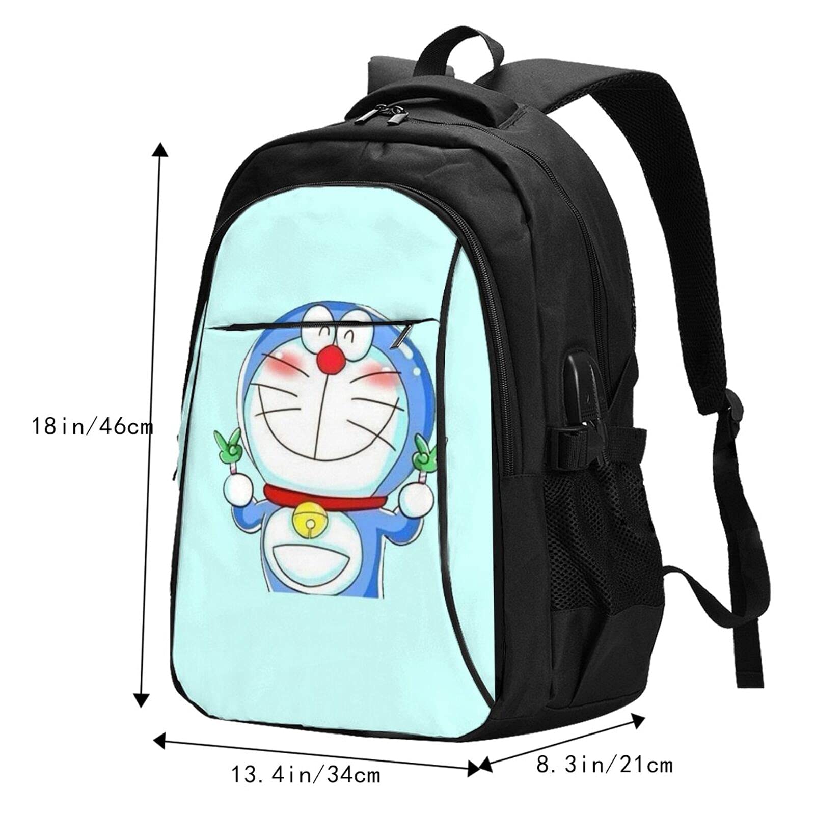 Doraemon Vjkrm Backpack 18 Inch With Usb Interface Portable Lightweight And Large Capacity Reinforced Shoulder Strap Design