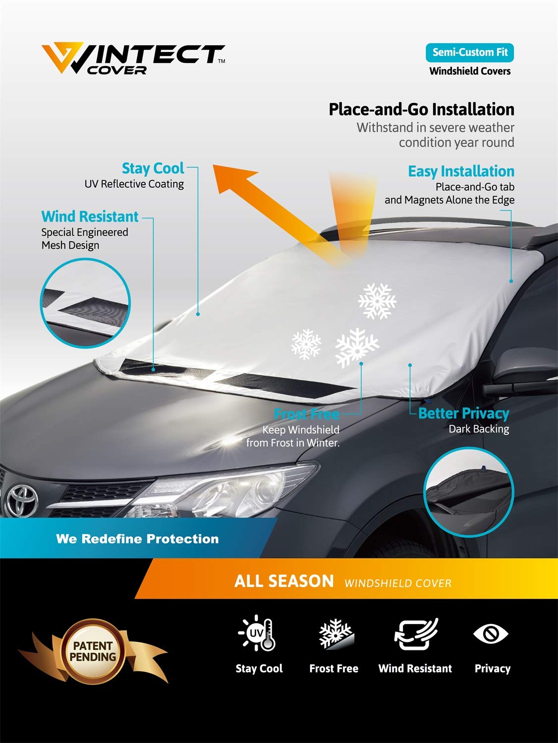 Wintect 3D MAXpider Windshield Cover Size B 56 in. x 47 in. x 63 in. Wintect