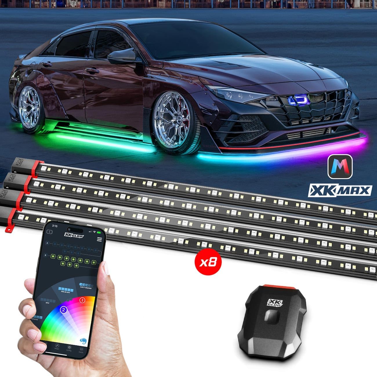 Addressable RGBW LED Rock Lights 4-Pack by XKGLOW