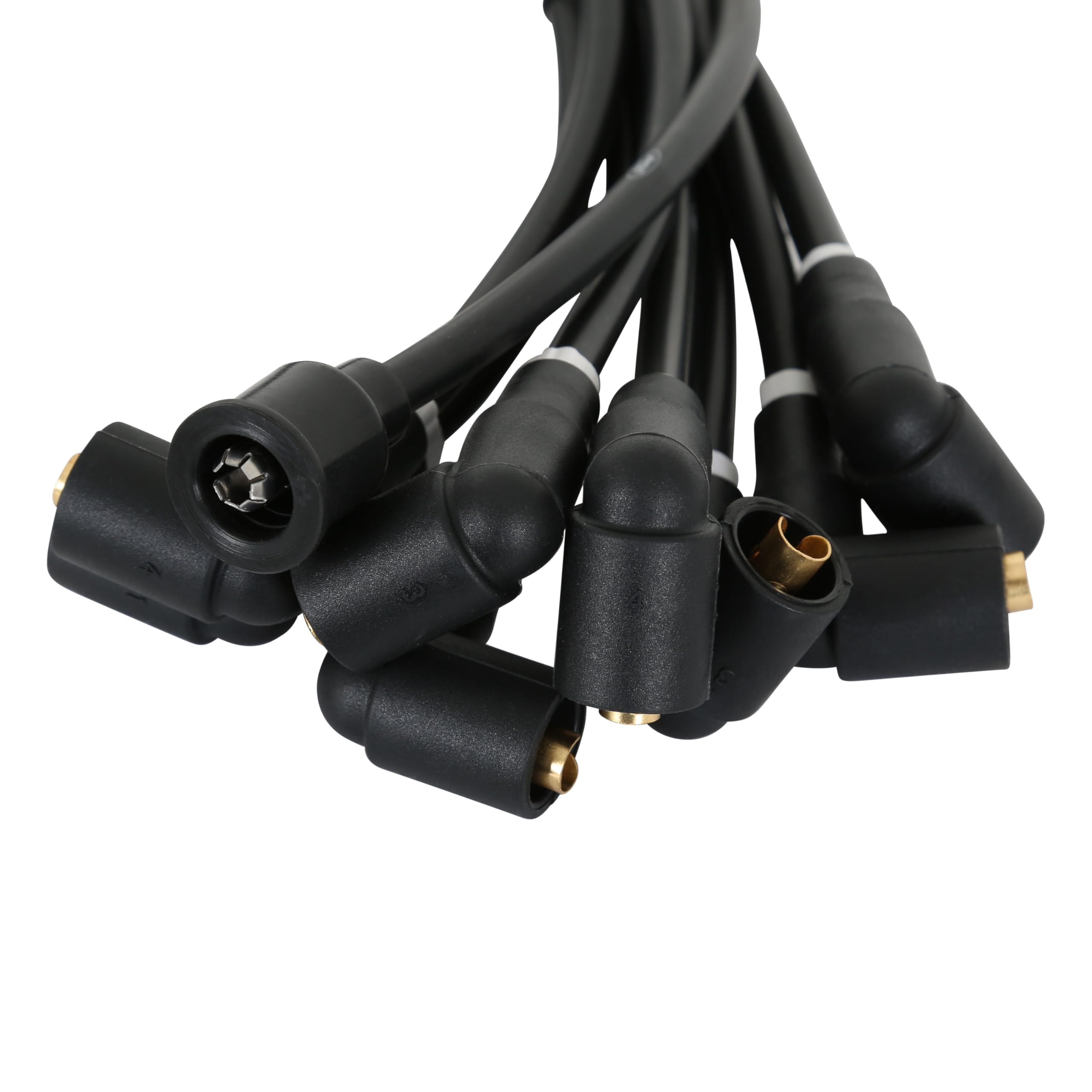 Scott Drake 8mm Black Concours Ignition Wires with Ford Logo for 289/302 Engines, Compatible with 1964-1973 Ford Mustang, Model C5OZ-12259-BK8