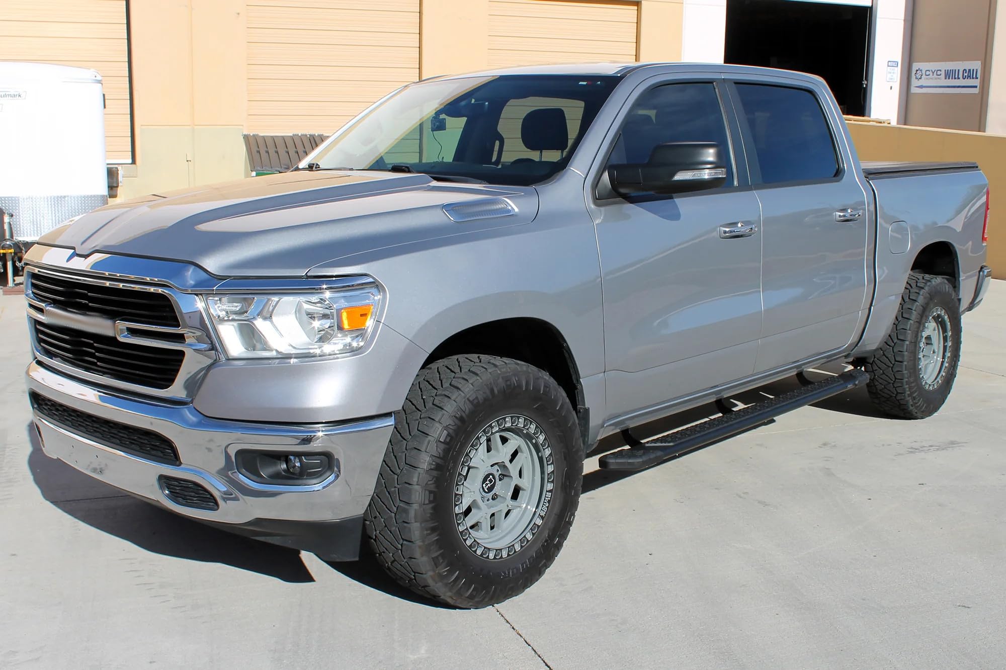 Running Boards Raptor Series Steps 5in Treadsteps Black Aluminum Compatible with New Body 2019-2026 1500 Crew Cab