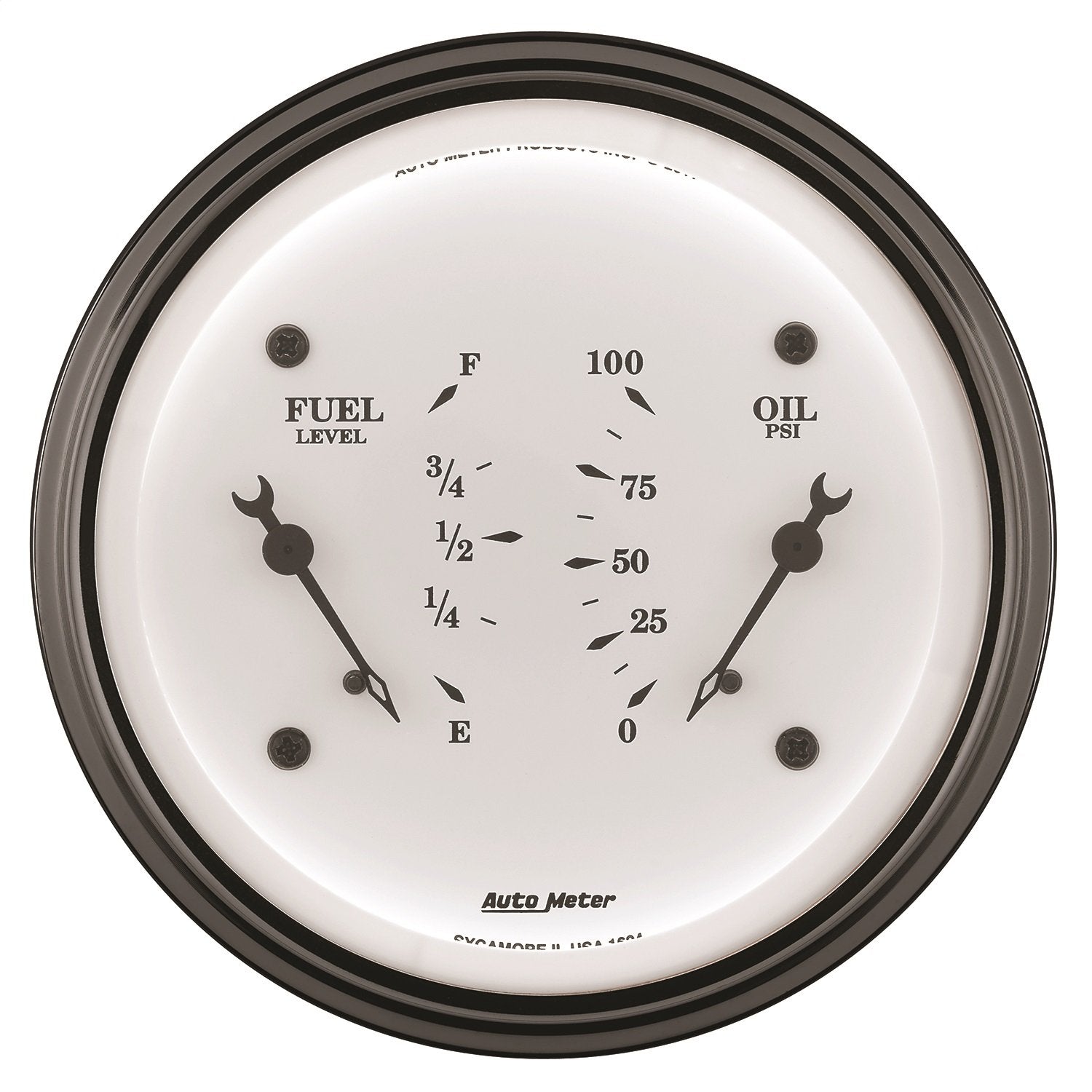 Auto Meter Old TYME White II 1624 Oil/Fuel Dual Gauge