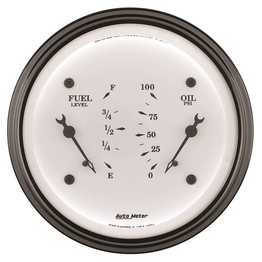 Auto Meter Old TYME White II 1624 Oil/Fuel Dual Gauge