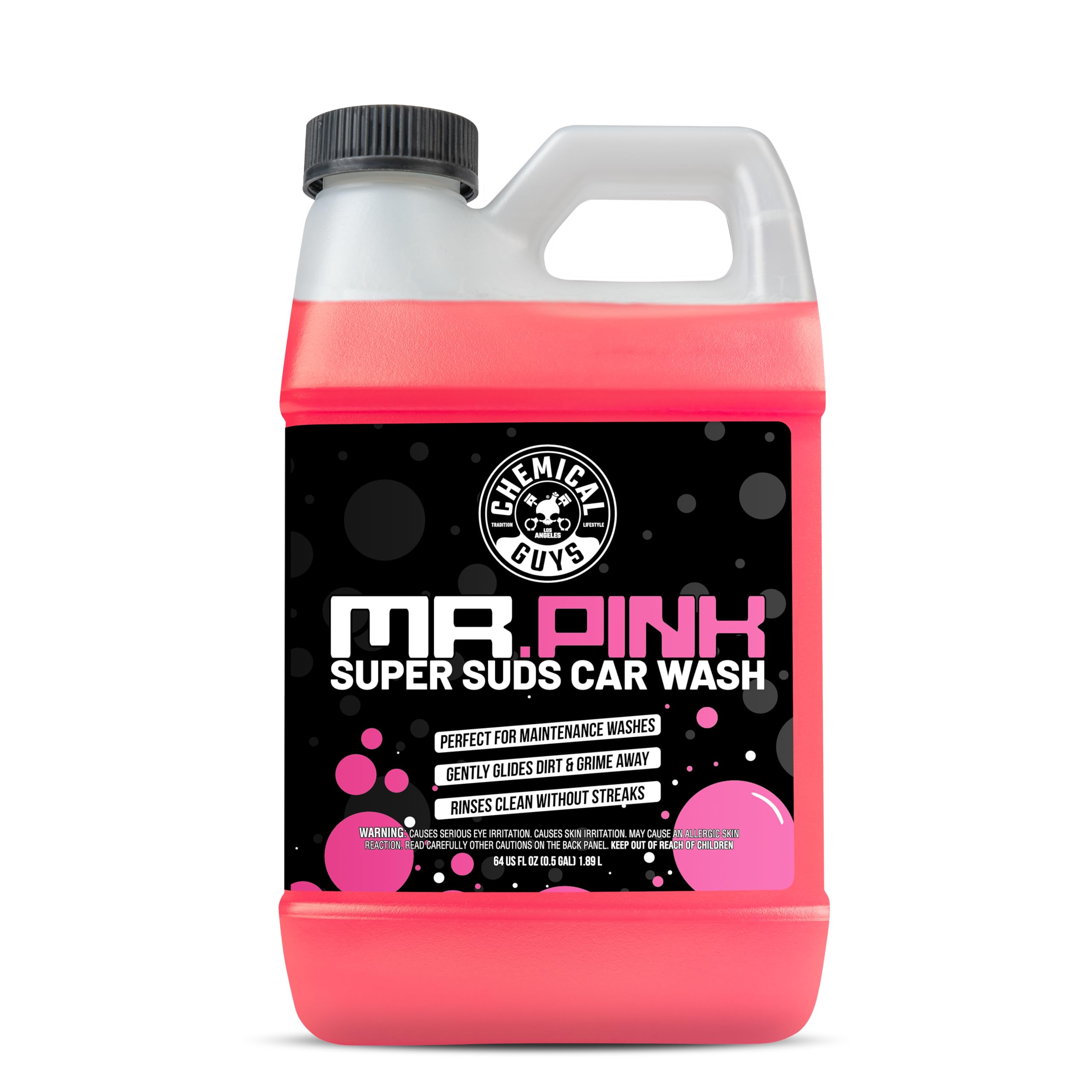 Chemical Guys Car Wash Soap Mr. Pink - 64 oz Super Suds Foaming Soap for Cannon, Blaster, or Bucket Washing - pH Balanced, Safe on Wax, Sealant, Ceramic, and Clear Coat Finishes