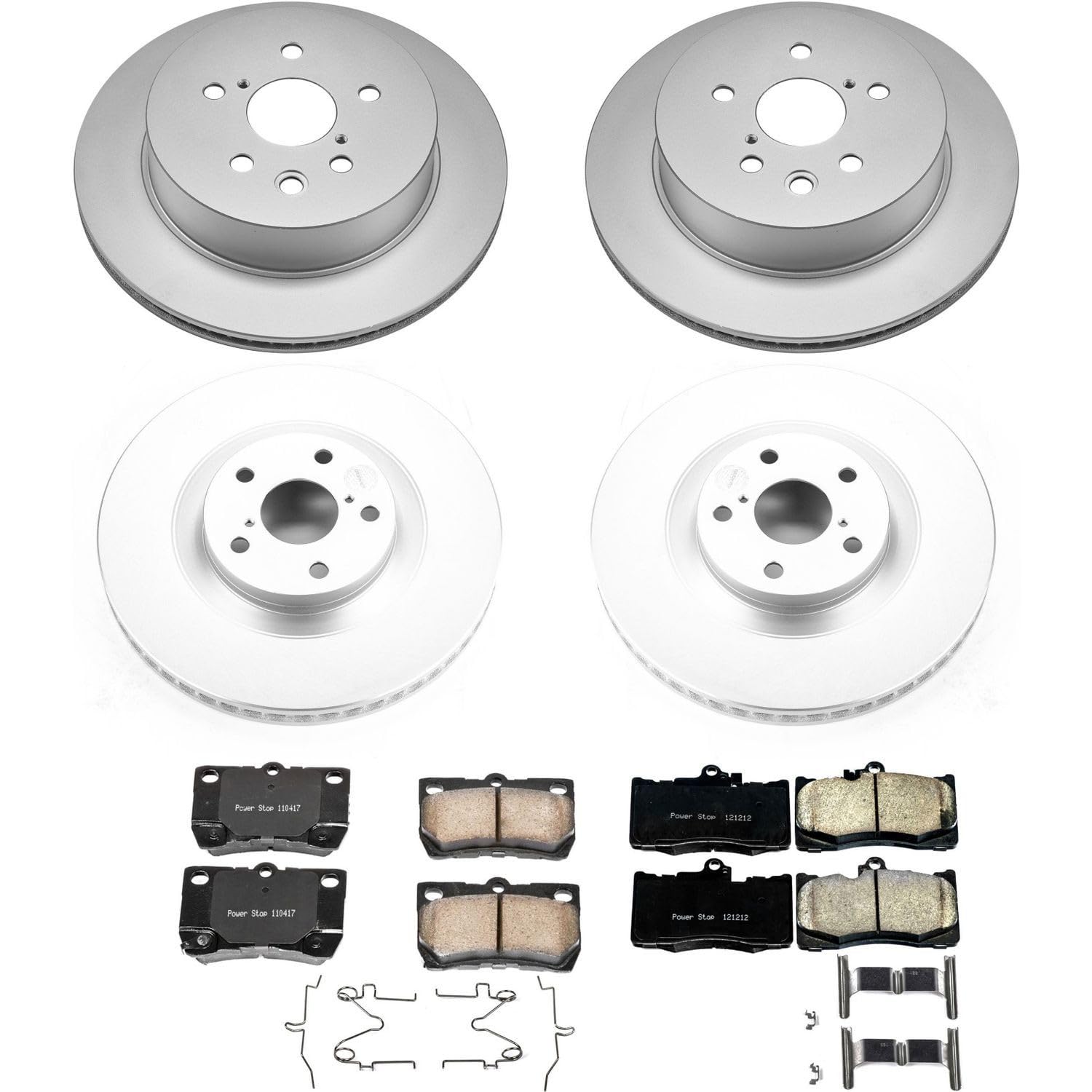 Coated Brake Rotor and Ceramic Brake Pads Power Stop CRK6356- Front & Rear