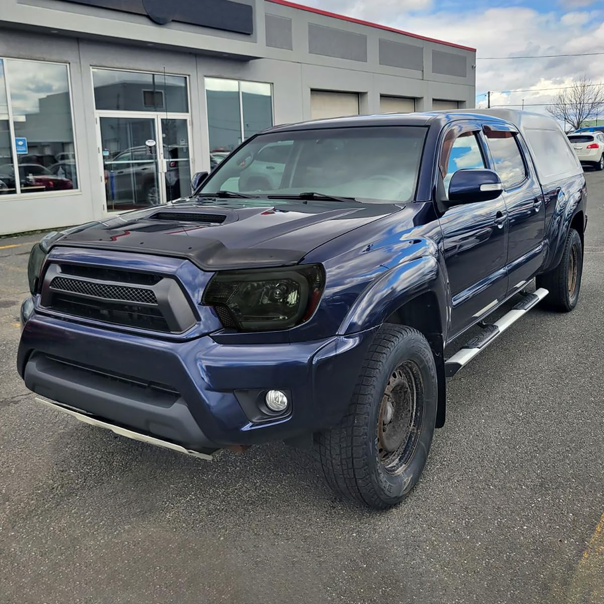 Smoke Headlights SPEC-D TUNING w/LED Strip Compatible with 2012-2015 Toyota Tacoma, Left + Right Pair Headlamp Assembly