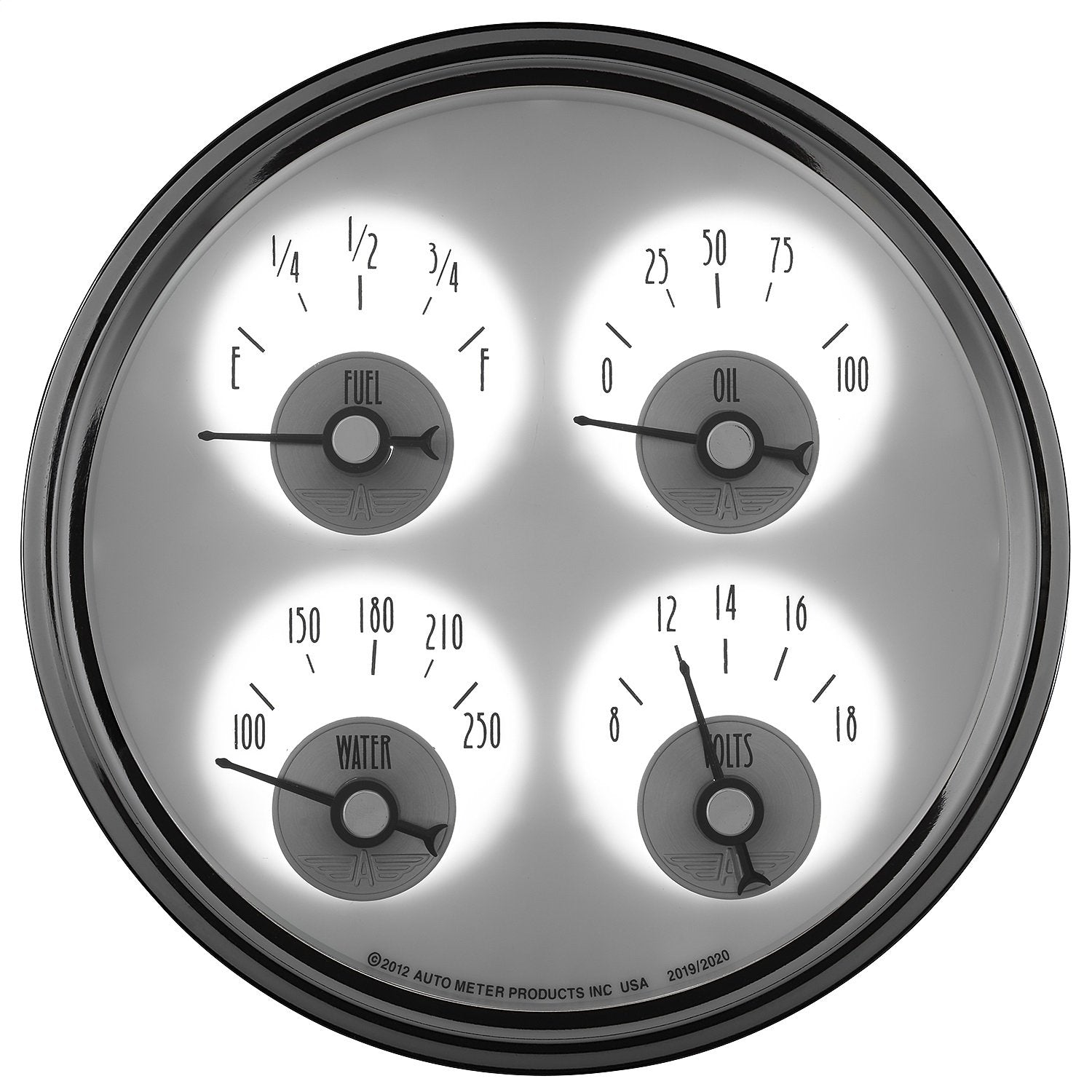 Auto Meter Prestige Pearl 2019 5" Electric Fuel Level Gauge (100 PSI/100-250 Degree F/8-18V/240 Ohm E-33 Ohm F, 127mm)