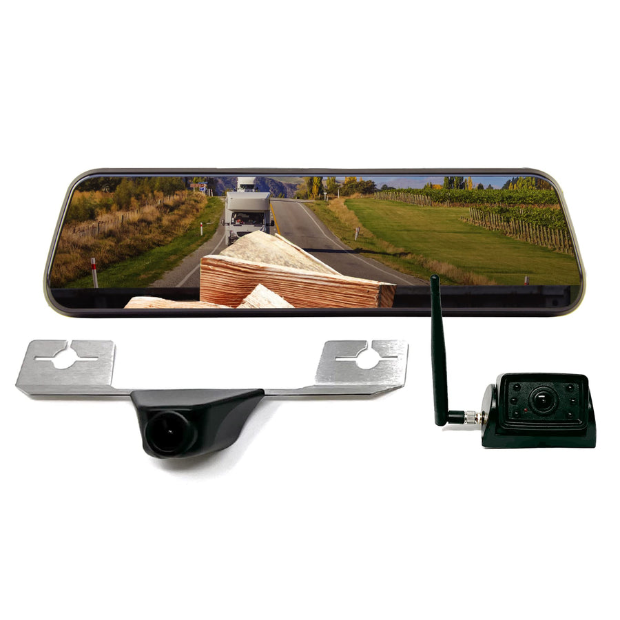Wireless Transparent Trailer System Brandmotion w/ Dual Rear Cameras and Display Mirror Compatible with Chevrolet / GMC 1500 (2019-Current) and Heavy Duty (2020-Current) - Digital Mirror
