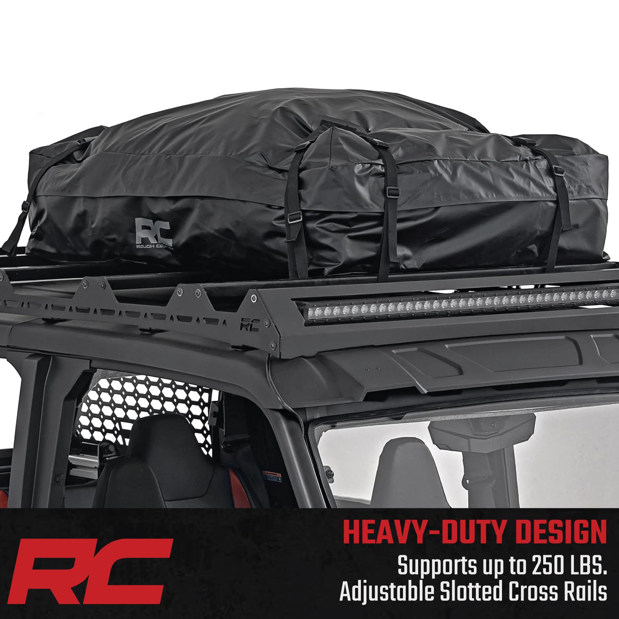 Rough Country Roof Rack for 2024+ Polaris Xpedition ADV 5 with 40" 200W LED Spot Beam - Modular UTV Roof Cargo Rack with Rugged, Trail-Ready Design
