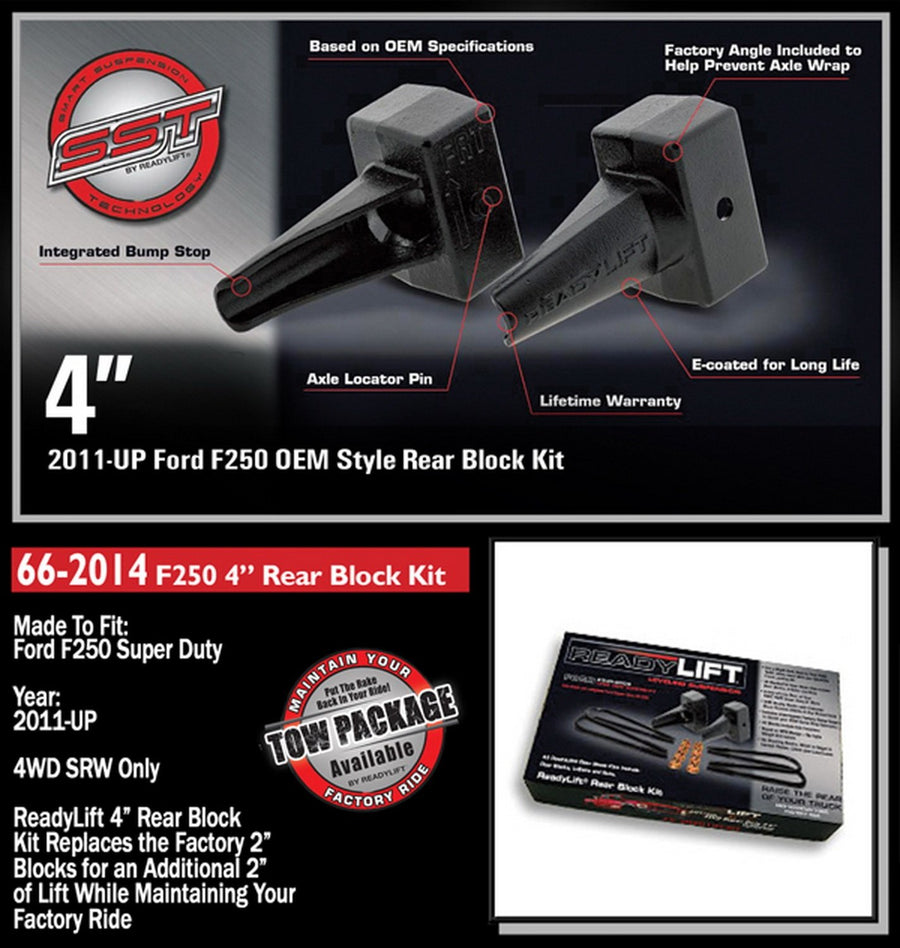 4" Rear Block Kit ReadyLift - Ford Super Duty (2-pc Drive Shaft Only) 2011-2016