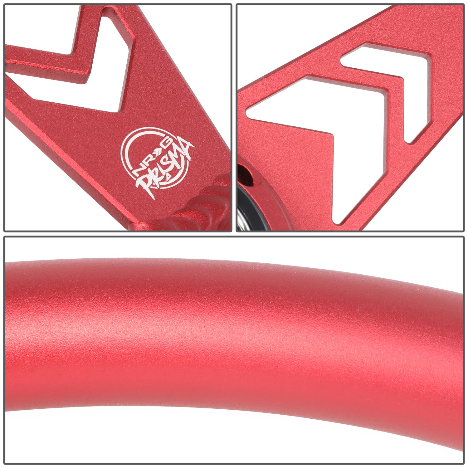 NRG Innovations All Aluminum Steering Wheel 330mm - Arow Cutout- Ergonomic Grip- Anadized Red NRG-RST-070-RD