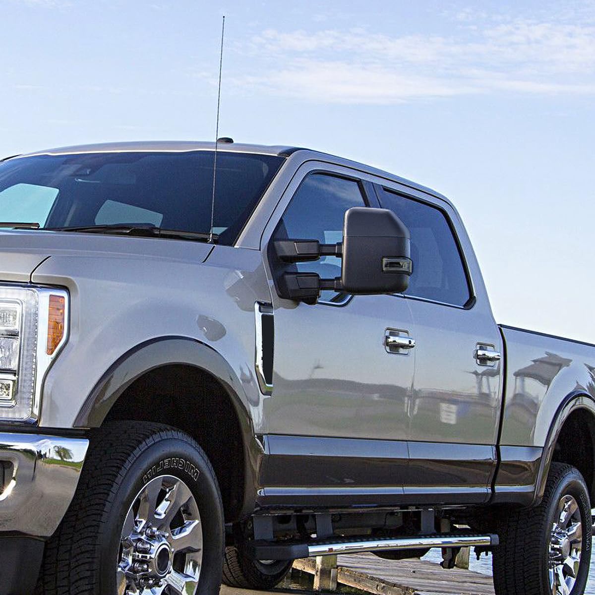 Tow Mirrors Spec-D Tuning Power Heated w/Temperature Sensor +Smoke LED Signal Compatible with 2017-2019 Ford F250 F350 F450 Super Duty Left + Right Pair