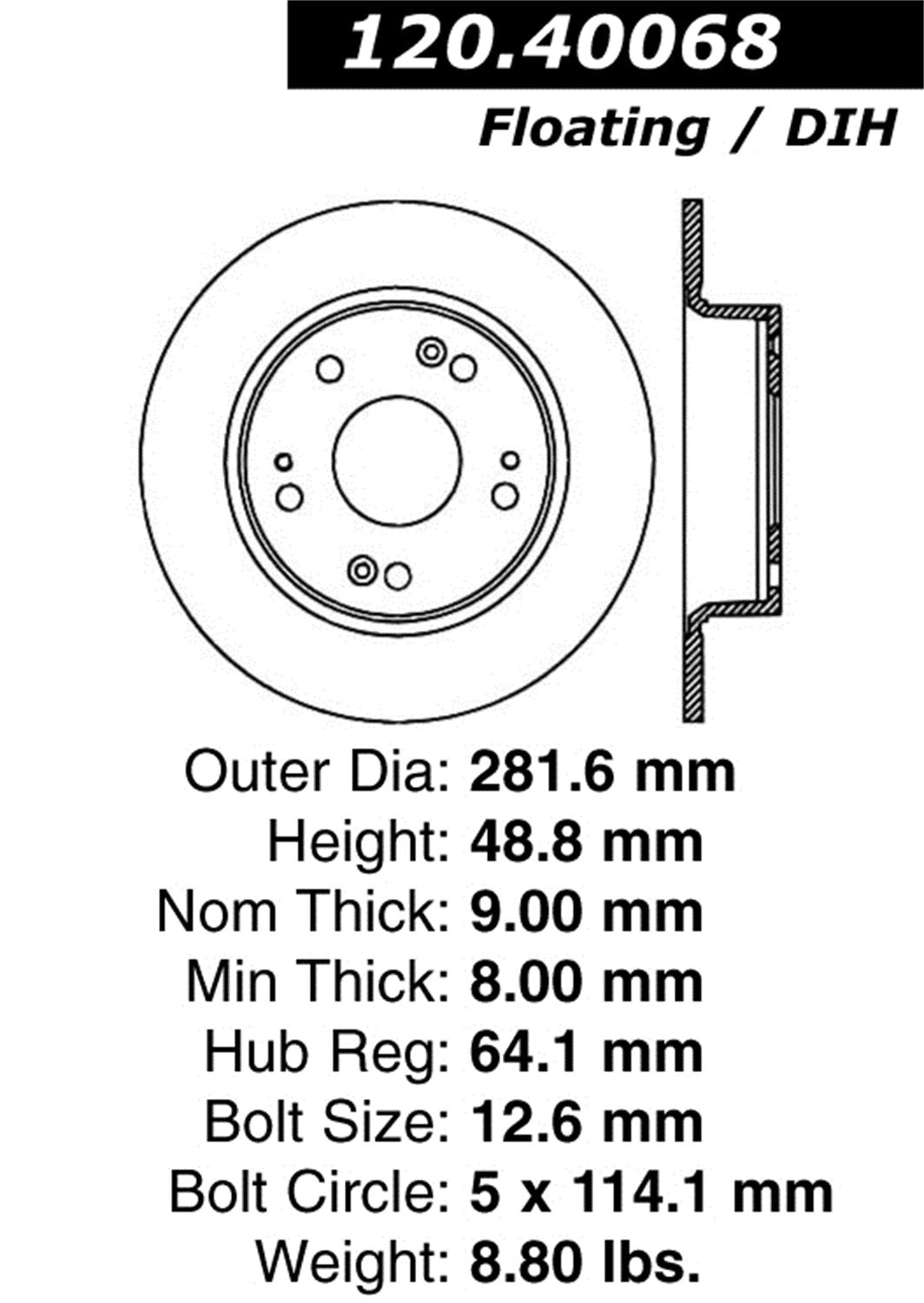 StopTech Sport 128.40068L Cross Drilled Brake Rotor (Rear Left), 1 Pack
