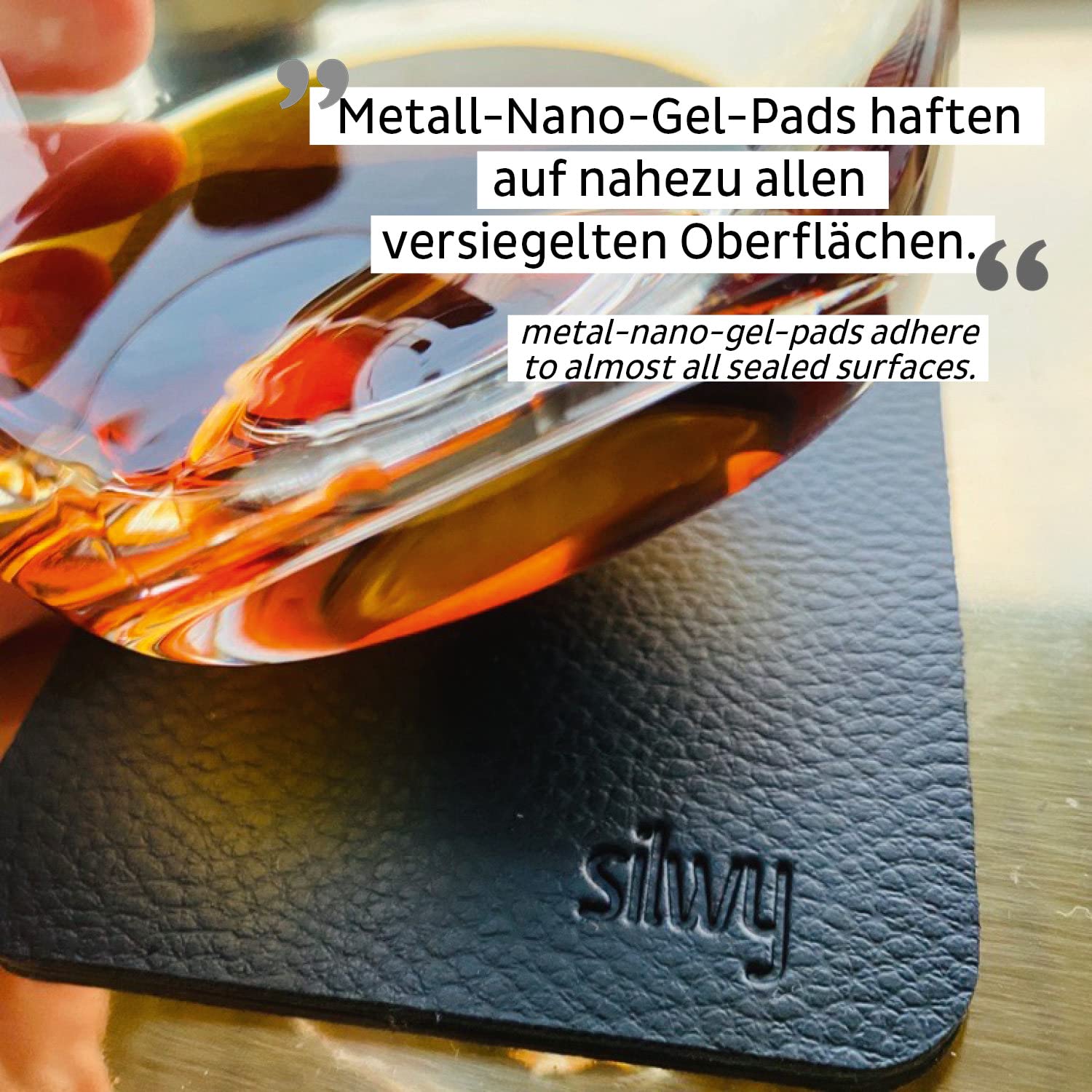 silwy® Magnetic Glasses Crystal with Perfectly Integrated Magnets Including Metal Nano Gel Pads - Non-Slip Camping Glasses, Boat and Yacht Accessories (Whisky // 0.25 l // Set of 2)