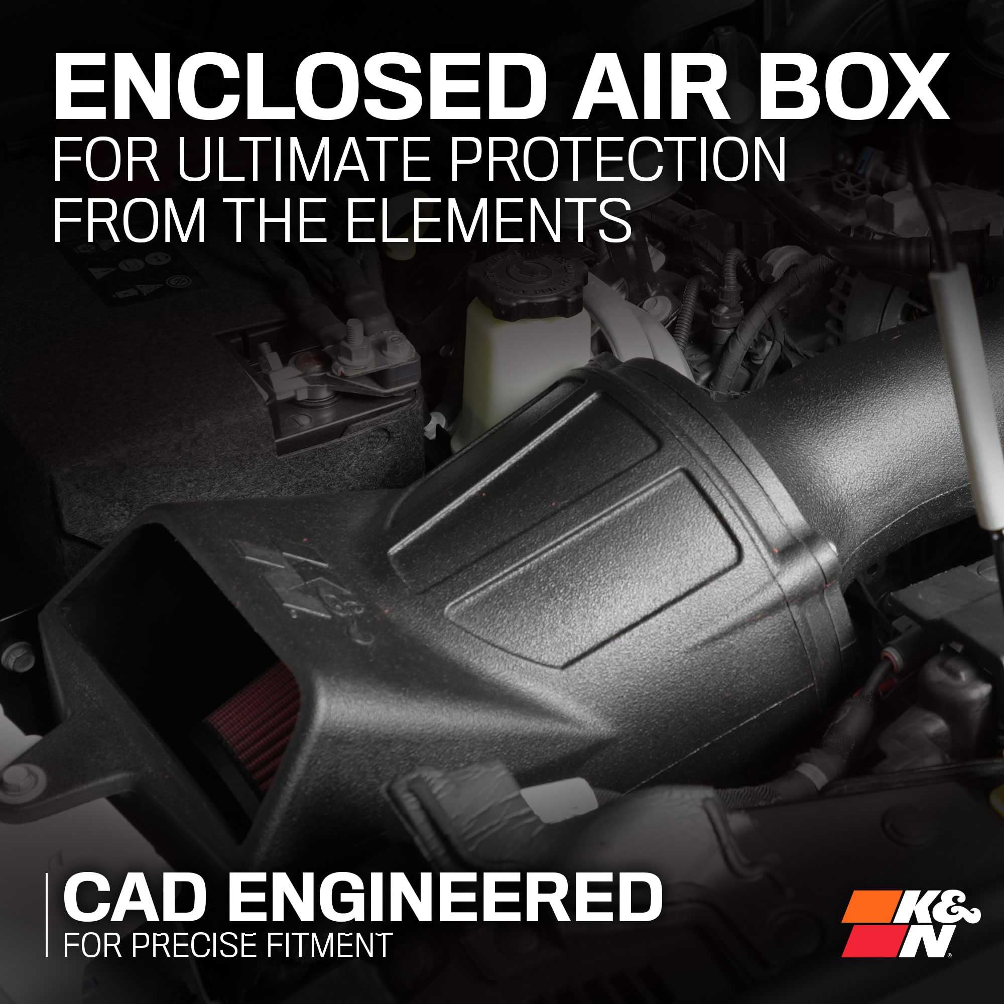 K&N Cold Air Intake System: High-Flow Air Filter, Towing & Increase Performance: Compatible with 2018-2025 JEEP, Gladiator, Wrangler, Wrangler JL, 63-1576